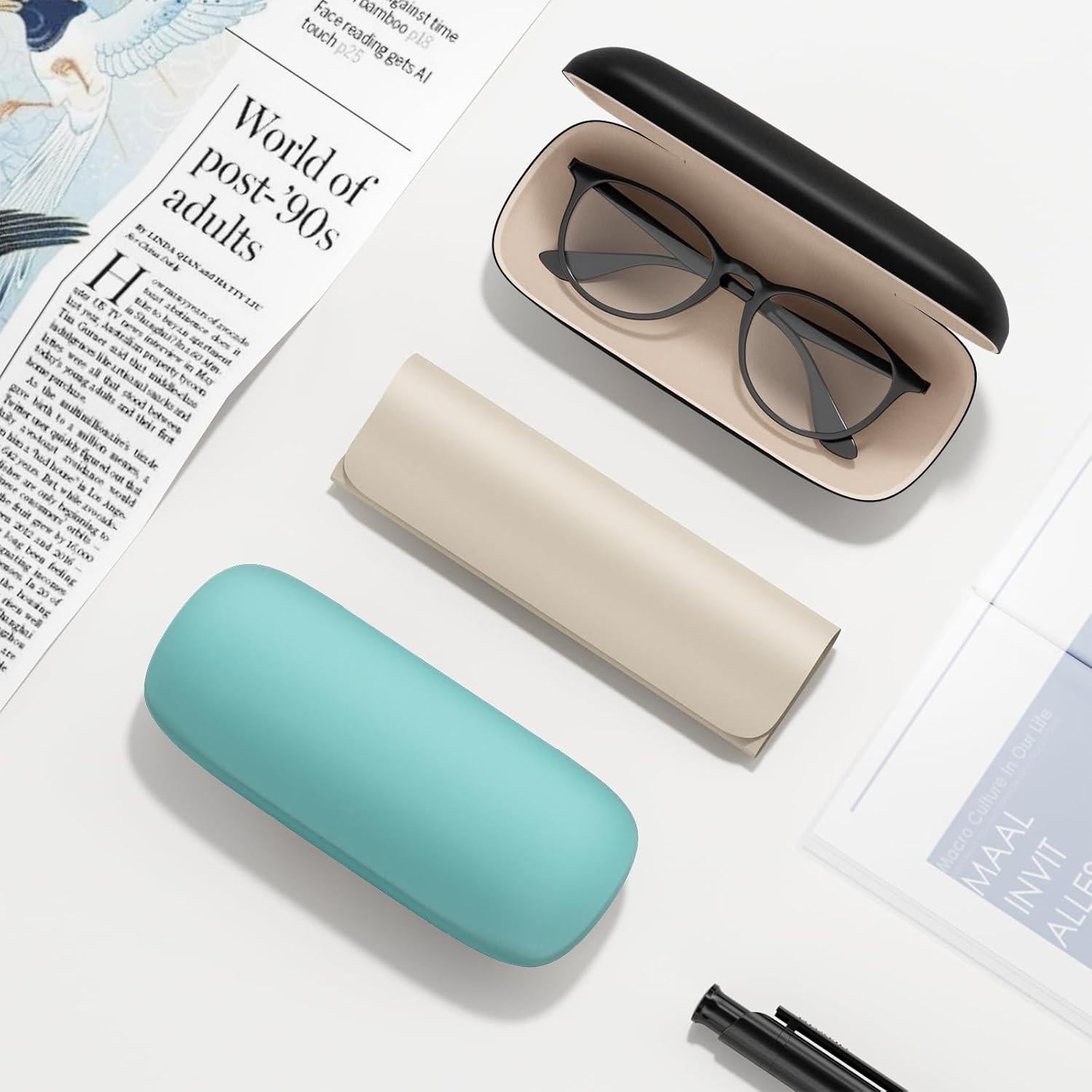 Estuche Duro para Gafas Unisex con Paño de Limpieza