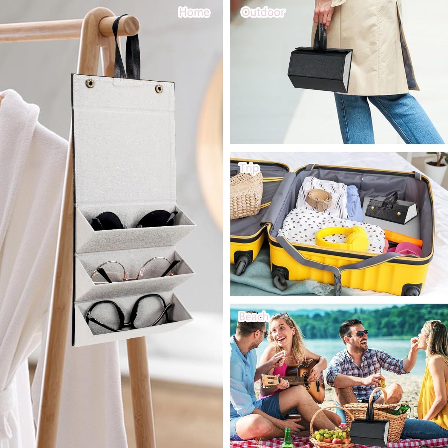 Estuche Plegable para Gafas de Sol Negro - Organizador Multifuncional