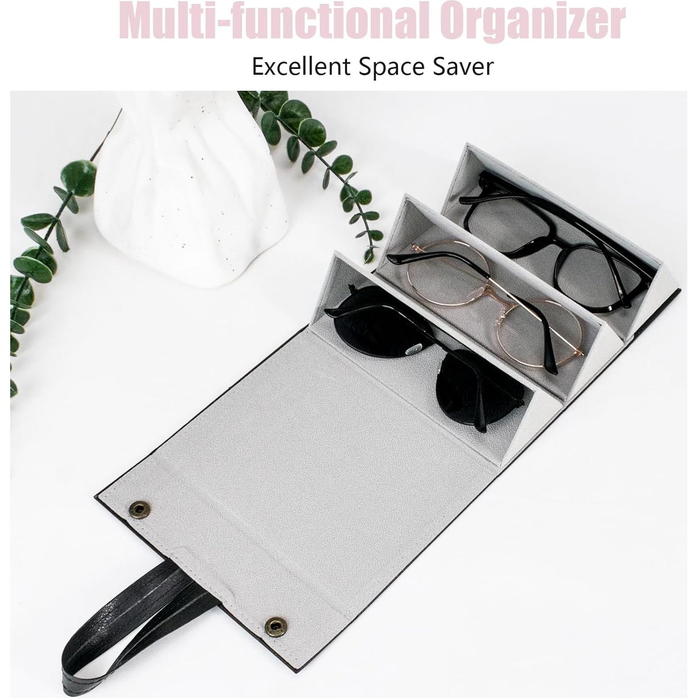 Estuche Plegable para Gafas de Sol Negro - Organizador Multifuncional