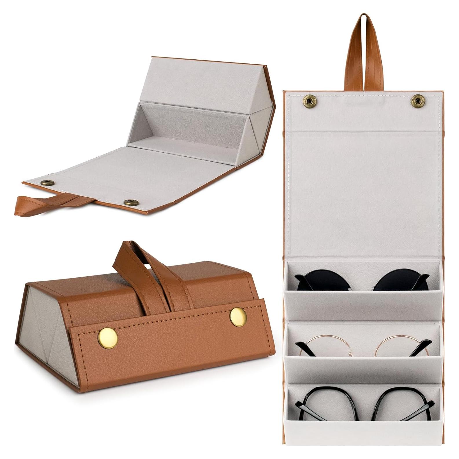 Estuche Plegable para Gafas de Sol - Marrón - Organizador Multifuncional