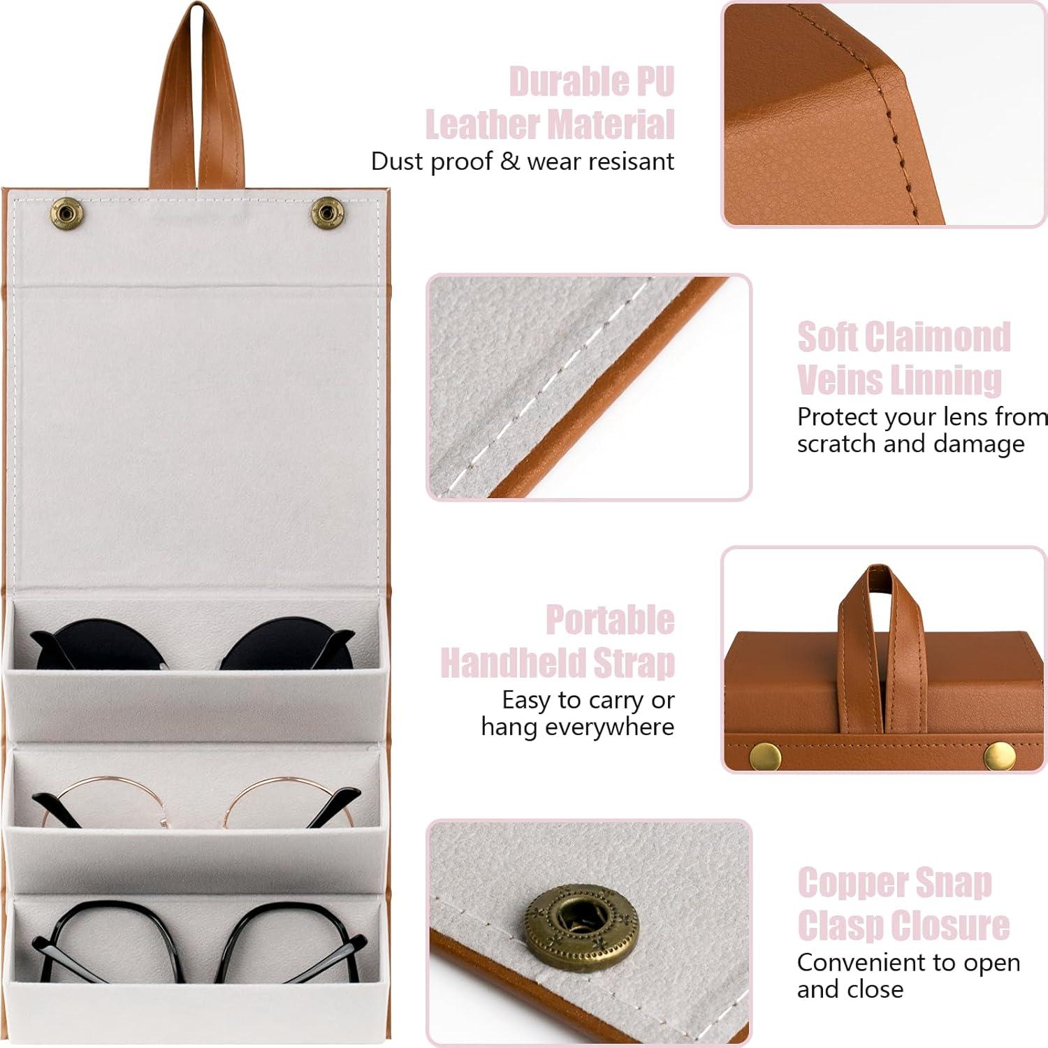 Estuche Plegable para Gafas de Sol - Marrón - Organizador Multifuncional