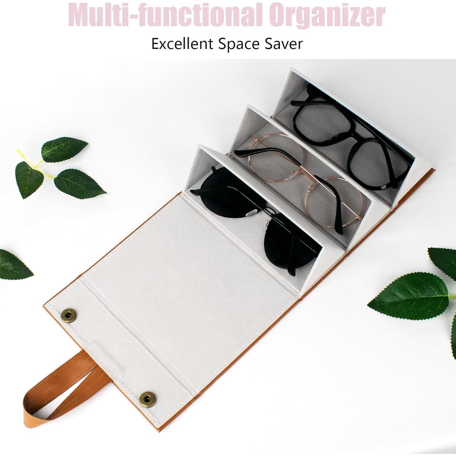 Estuche Plegable para Gafas de Sol - Marrón - Organizador Multifuncional