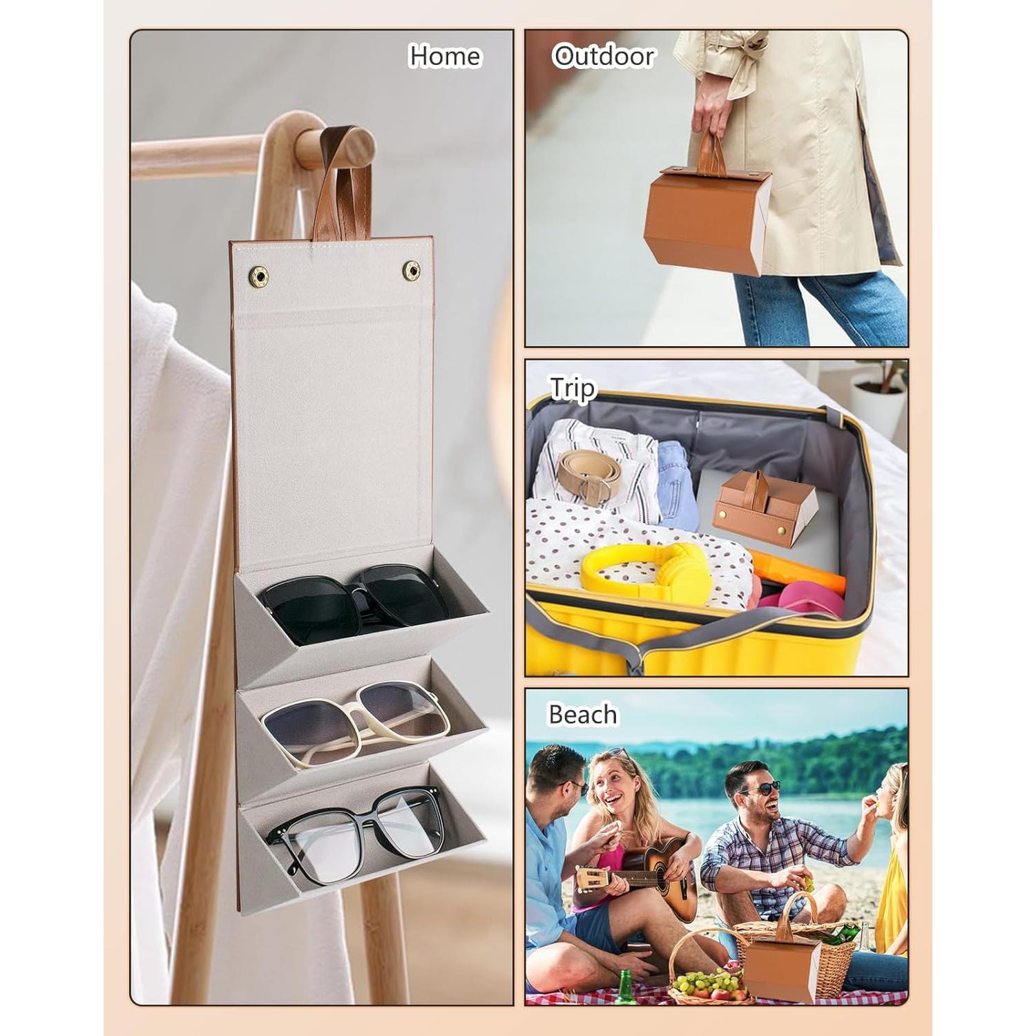 Estuche Plegable para Gafas de Sol - Marrón - 16.5x15.5 cm