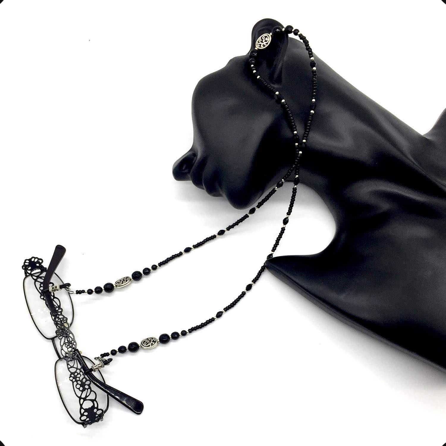 Cadena de Gafas Hecha a Mano ALBATROSART con Cuentas de Ágata Negra