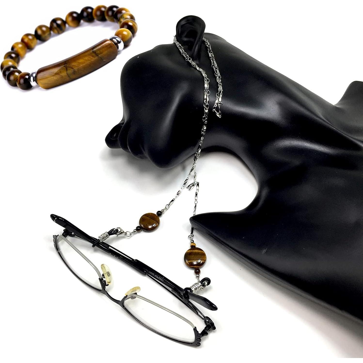 Cadena para Gafas ALBATROSART Ojo de Tigre 71-76 cm