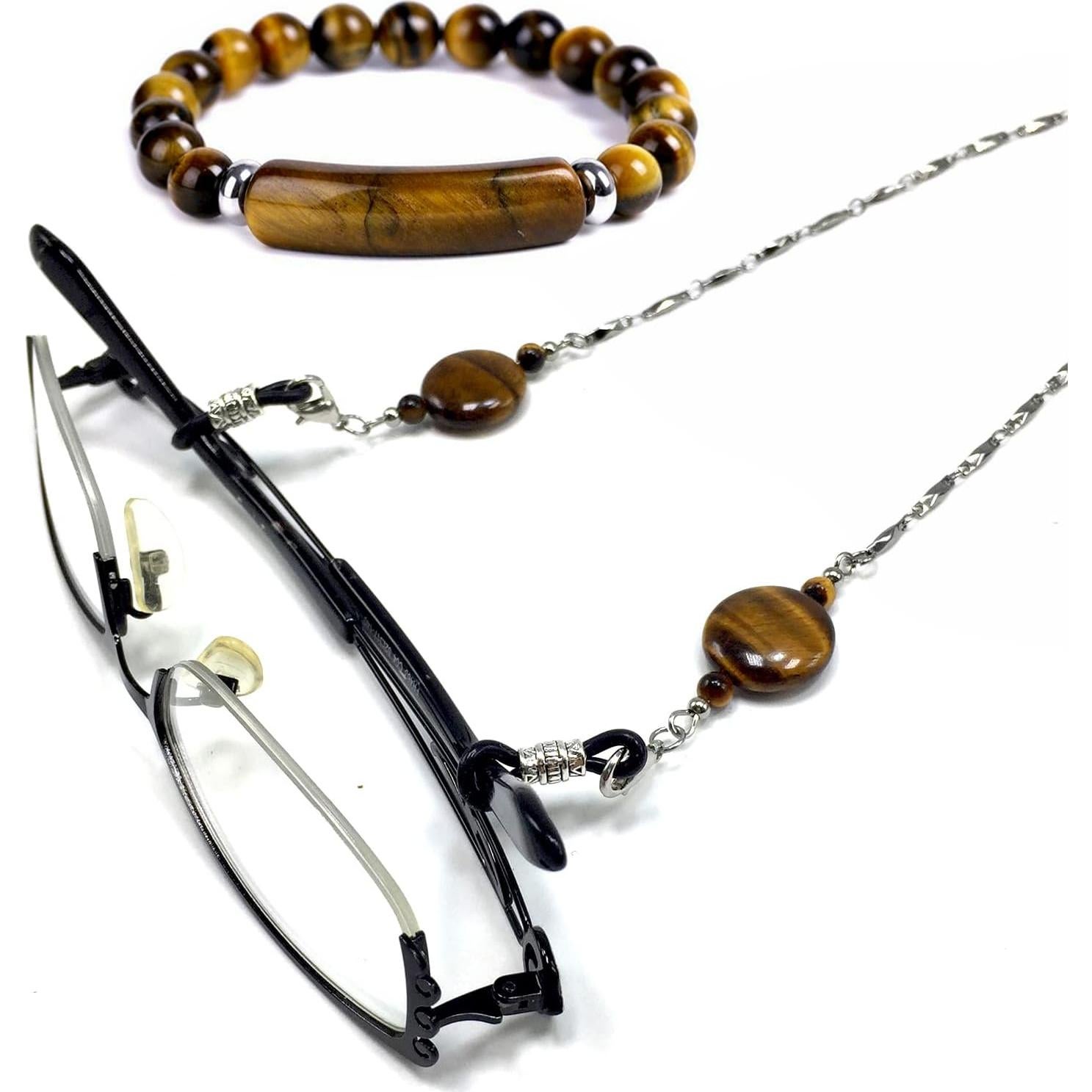 Cadena para Gafas ALBATROSART Ojo de Tigre 71-76 cm