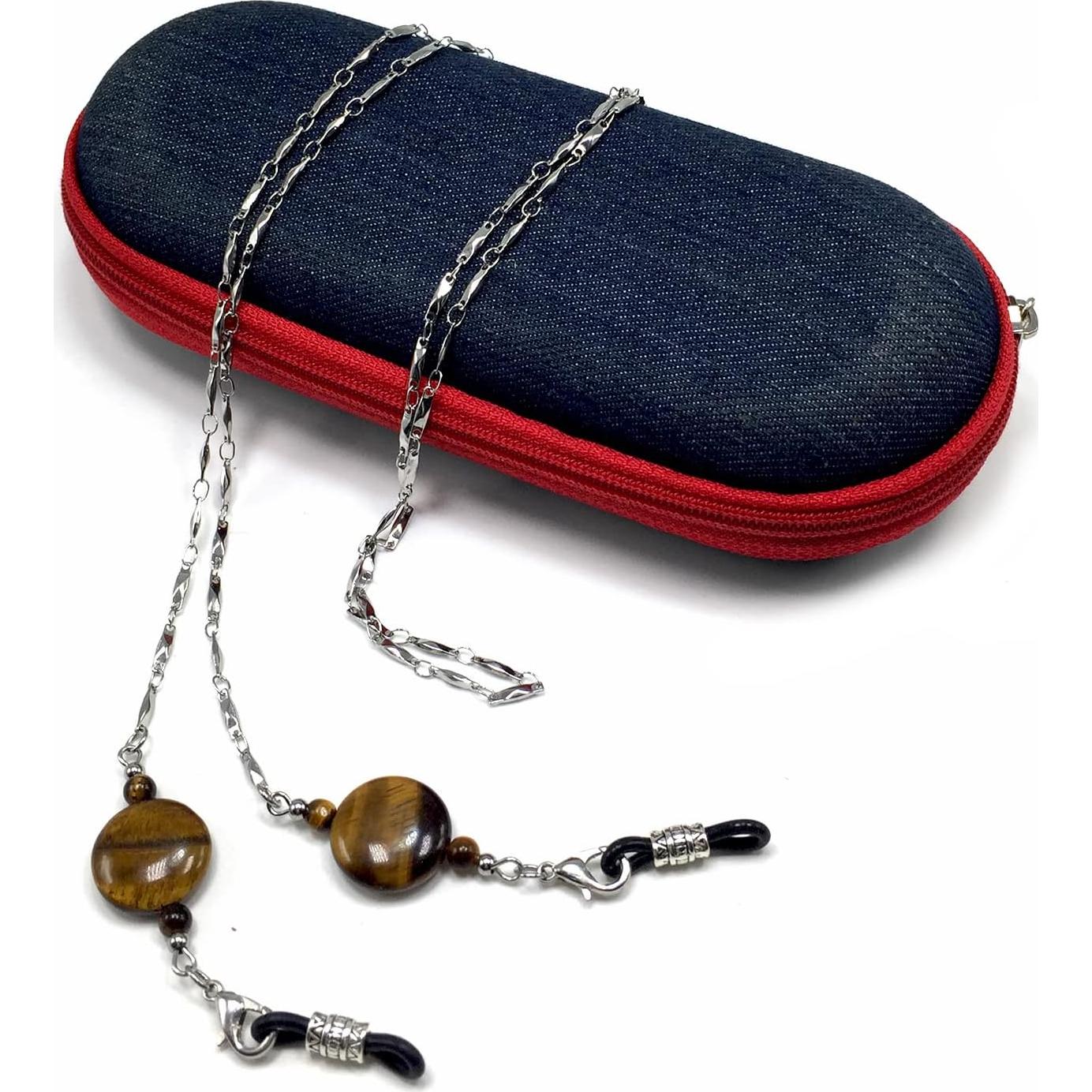 Cadena para Gafas ALBATROSART Ojo de Tigre 71-76 cm