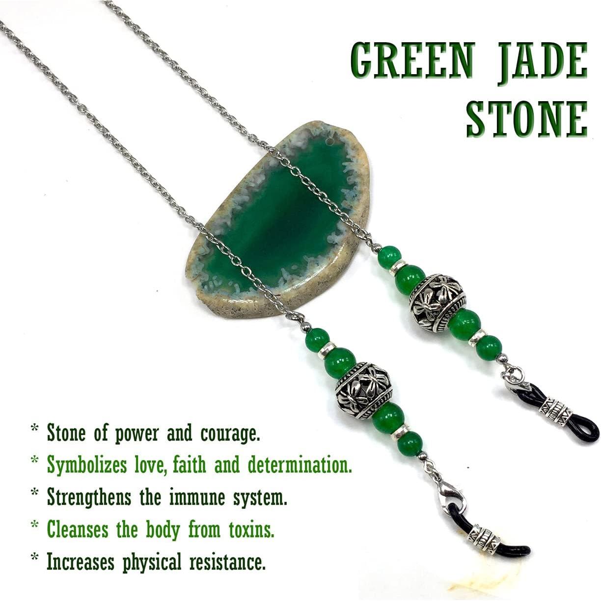 Cadena para Gafas ALBATROSART Jade Verde Hecha a Mano