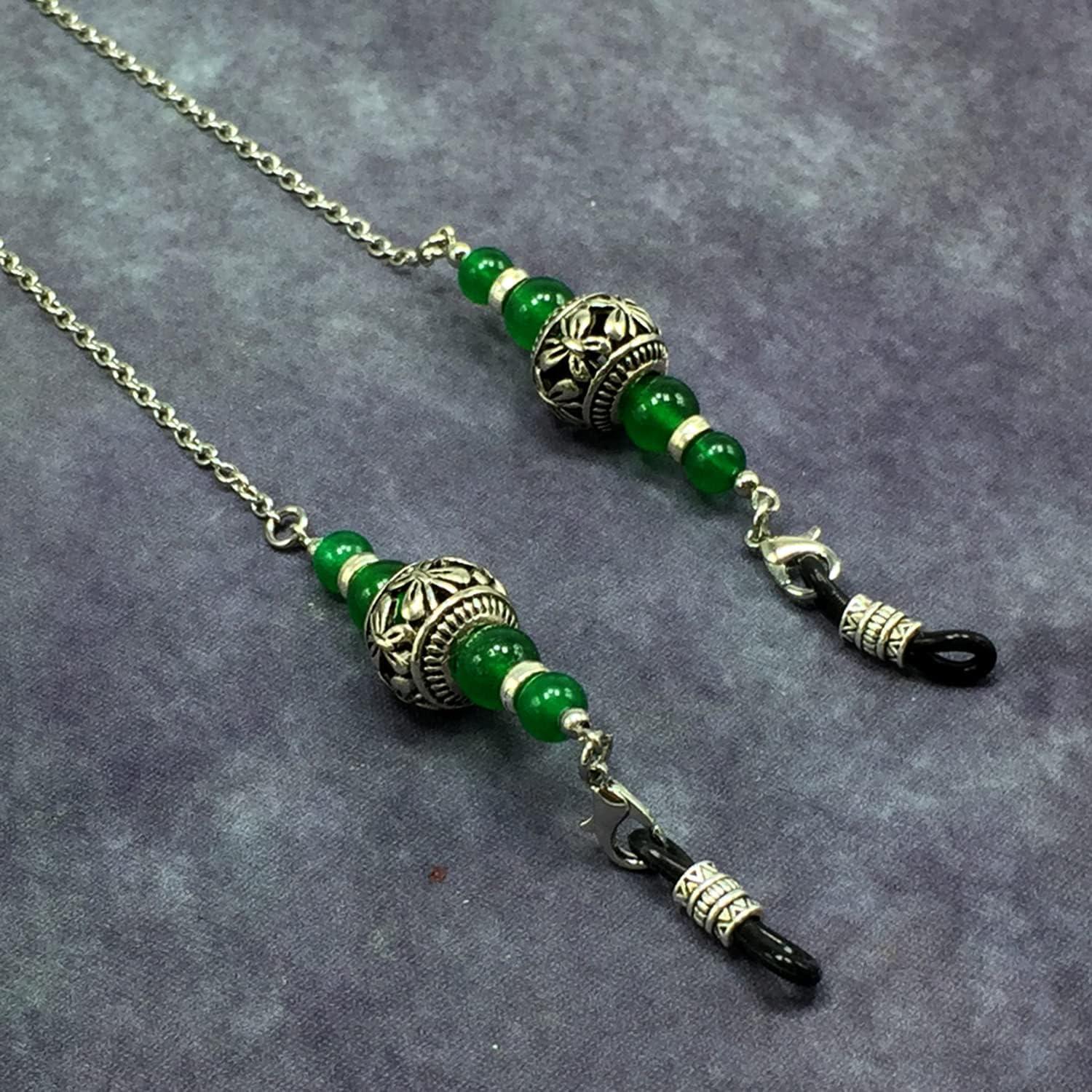 Cadena para Gafas ALBATROSART Jade Verde Hecha a Mano