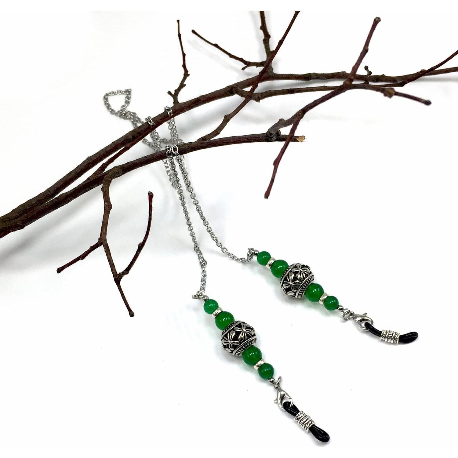 Cadena para Gafas ALBATROSART Jade Verde Hecha a Mano