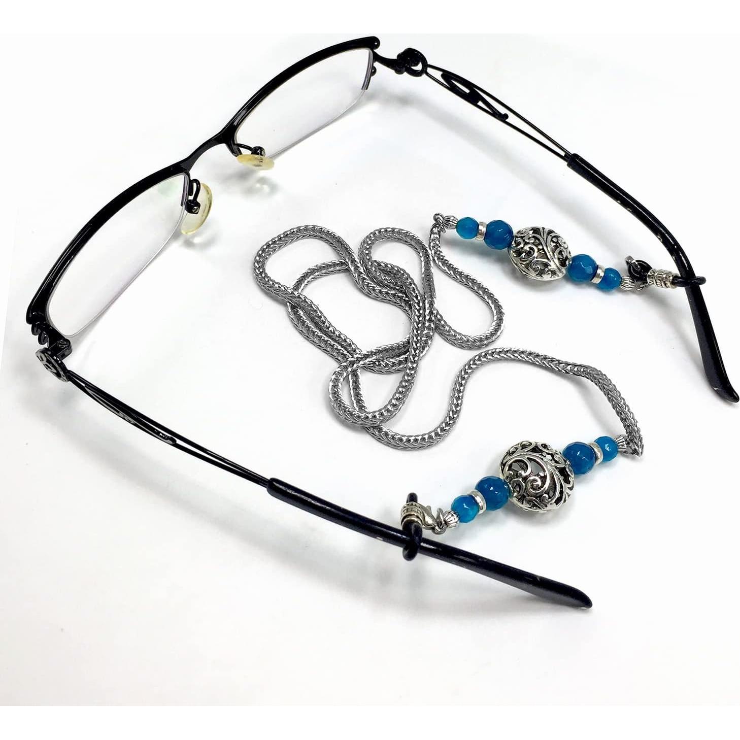 Cadena para Gafas ALBATROSART Ágata Azul Hecha a Mano