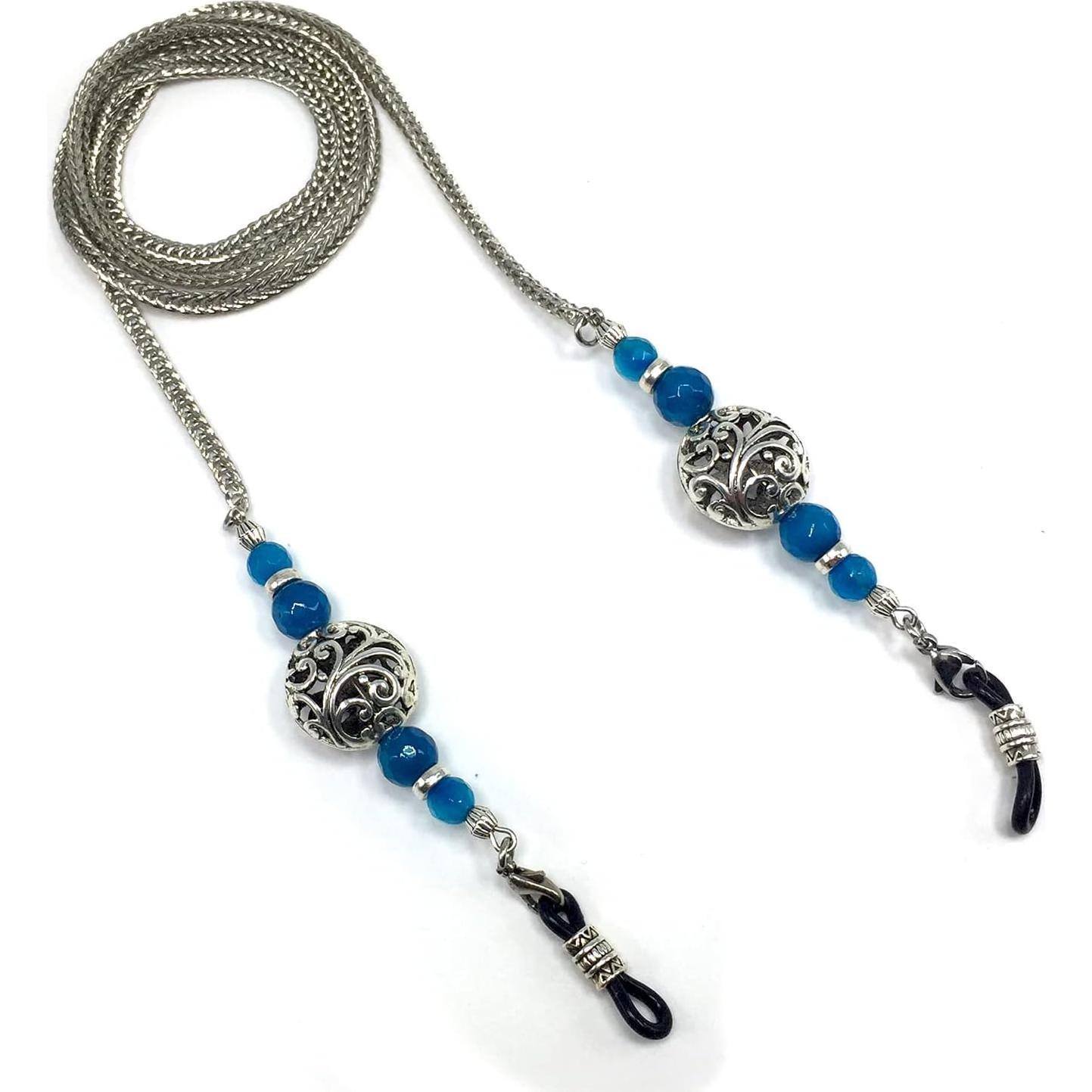 Cadena para Gafas ALBATROSART Ágata Azul Hecha a Mano