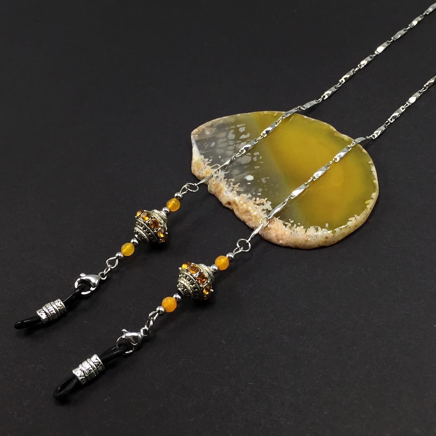 Cadena para Gafas ALBATROSART con Cuentas Naturales 76 cm