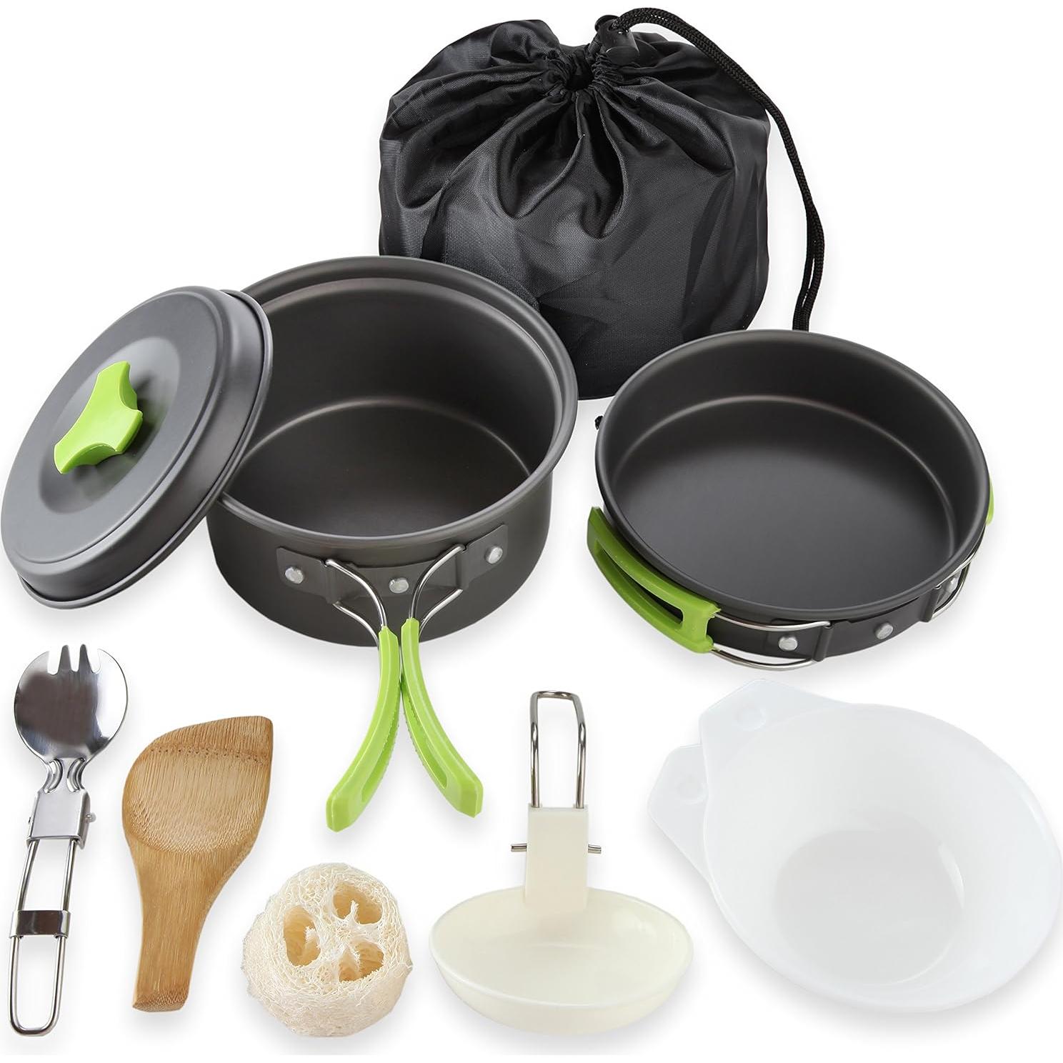 MalloMe Kit Utensilios Cocina Camping 10 Piezas Aluminio