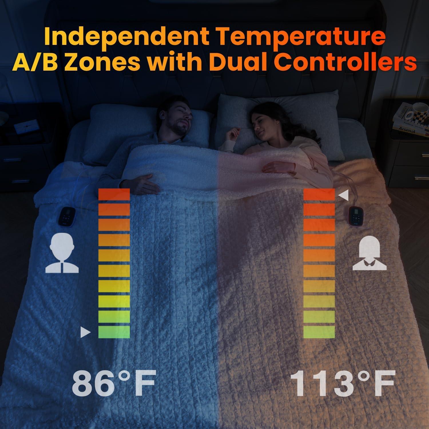 Manta Eléctrica WOOMER King 100x90cm, 4 Niveles de Calor