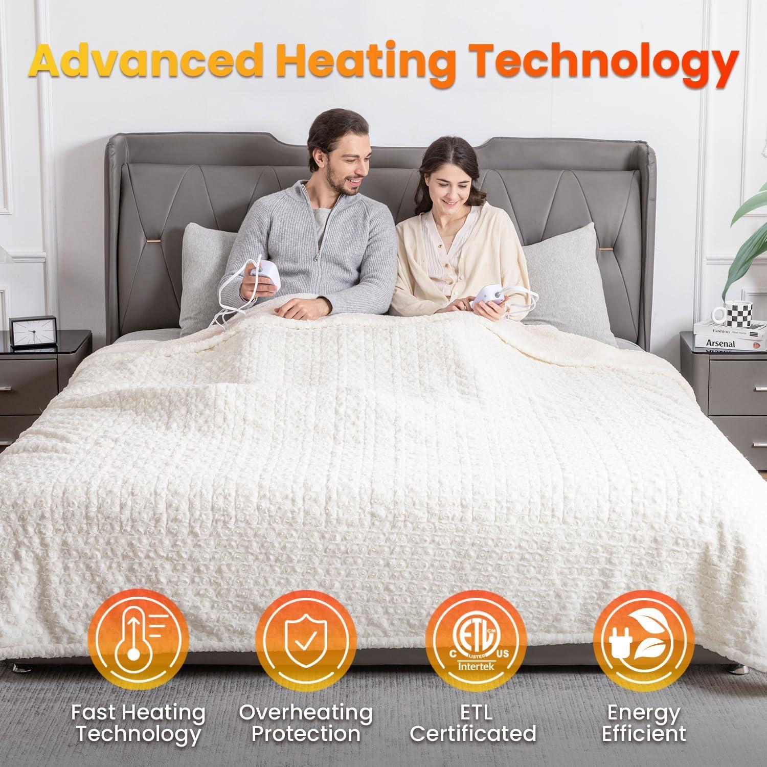 Manta Eléctrica WOOMER King 100x90cm, 4 Niveles de Calor