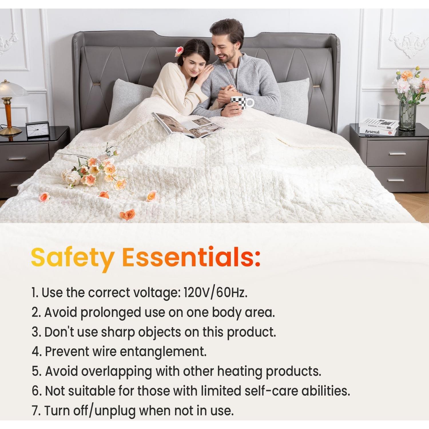 Manta Eléctrica WOOMER King 100x90cm, 4 Niveles de Calor