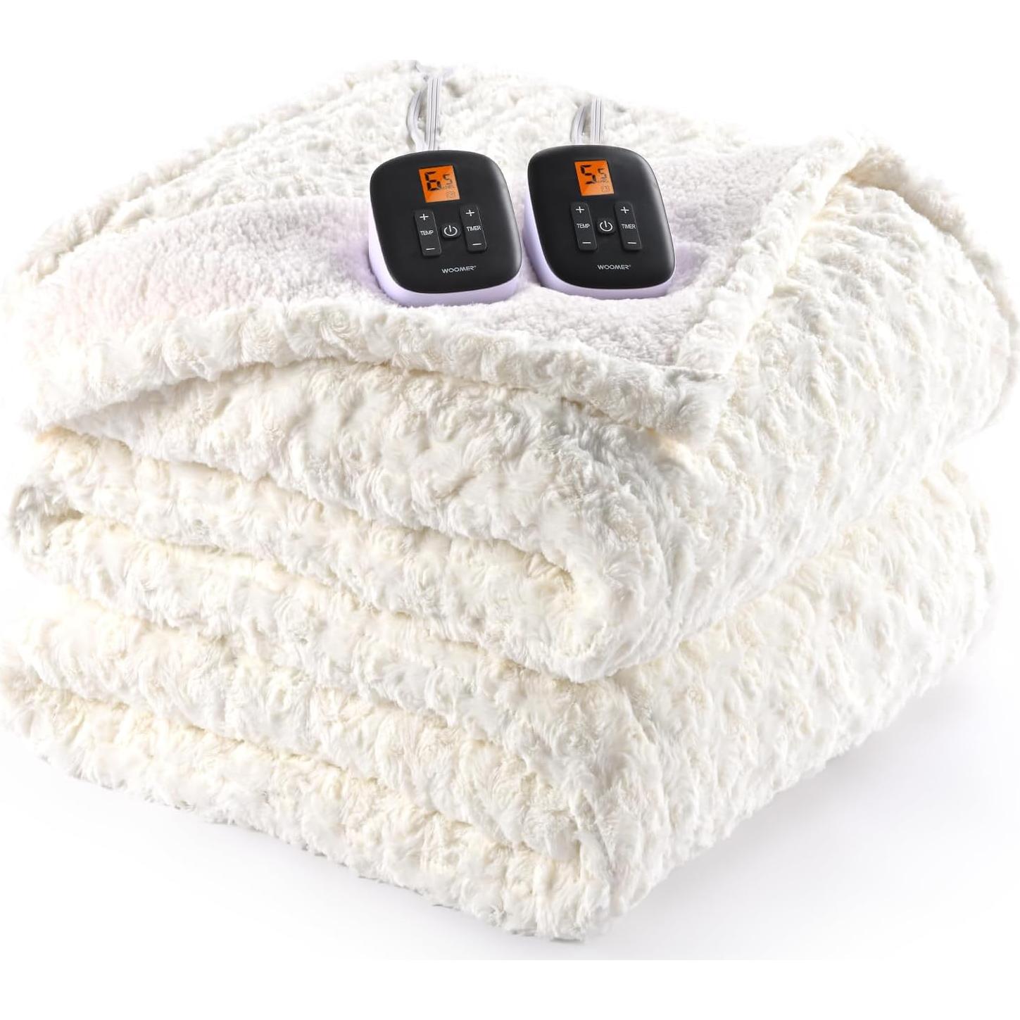Manta Eléctrica WOOMER King 100x90cm, 4 Niveles de Calor