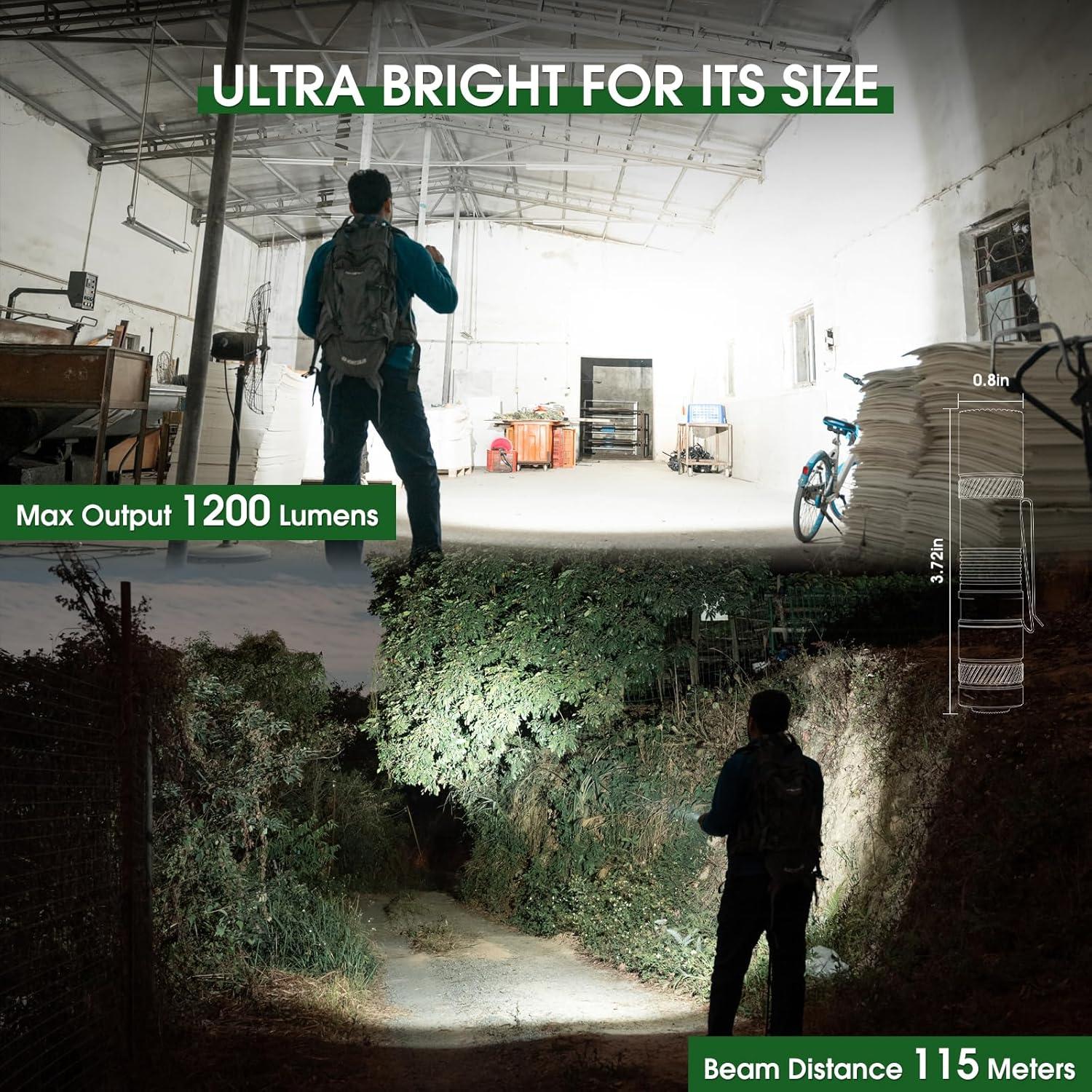 Linterna Recargable PIOOCAN L2-B 1200 Lúmenes Compacta