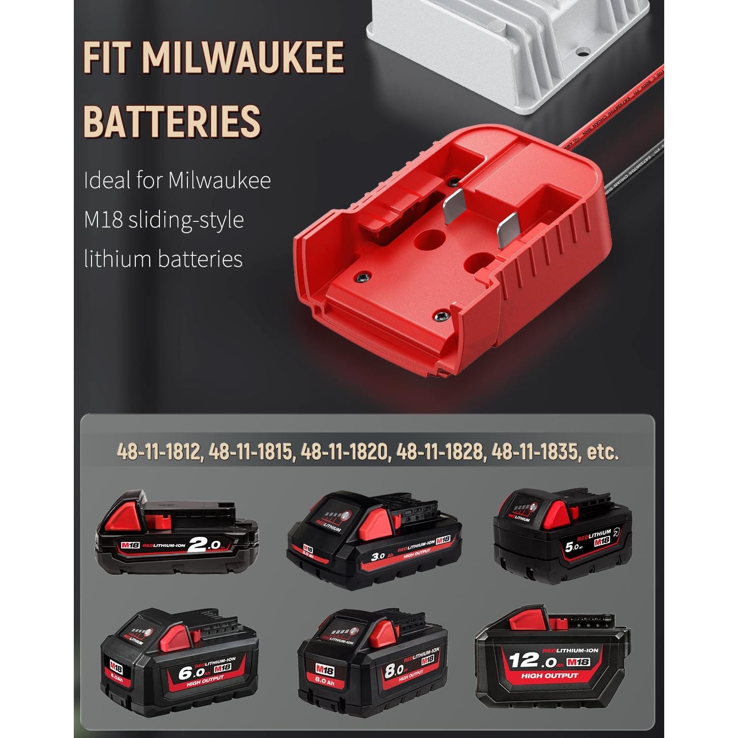 Convertidor Vibit 18V a 12V 180W para Batería Milwaukee M18