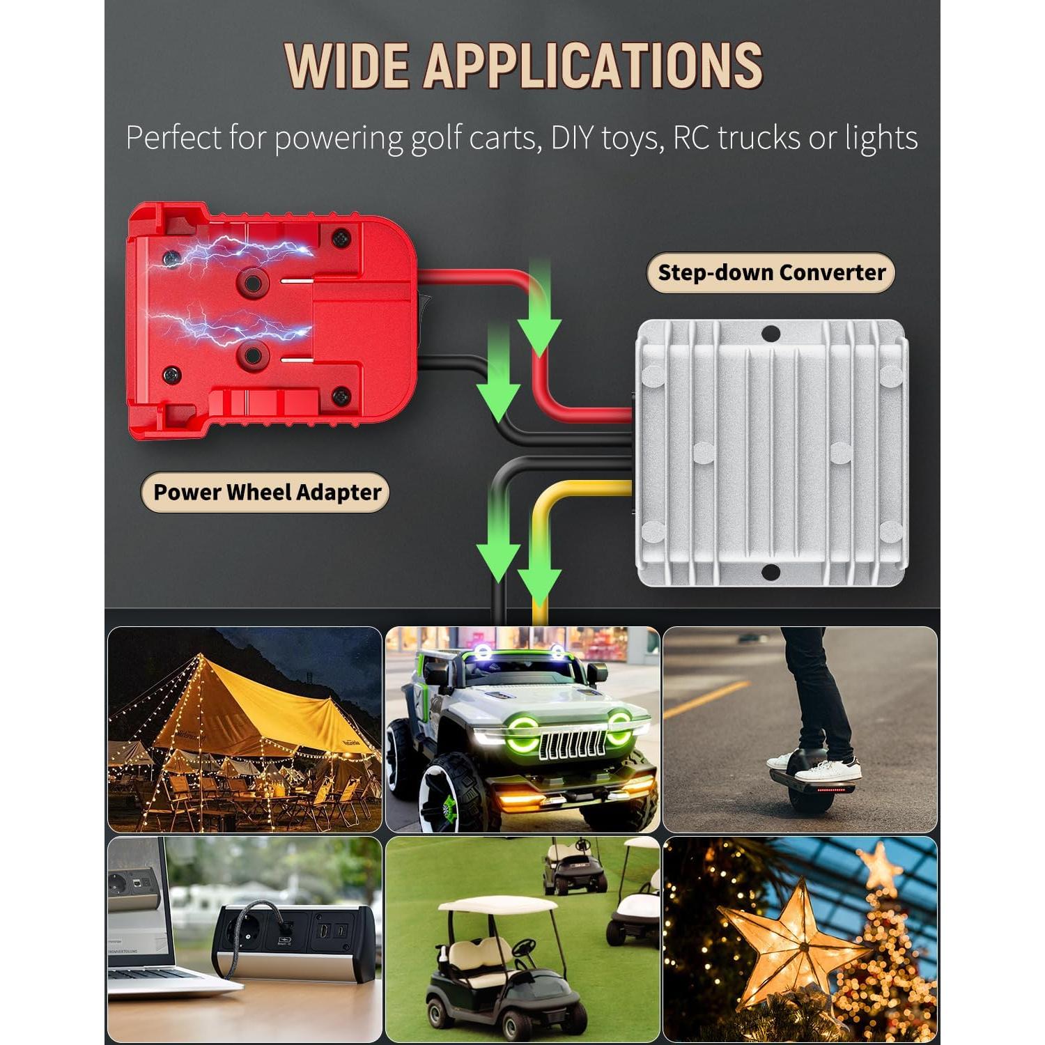 Convertidor Vibit 18V a 12V 180W para Batería Milwaukee M18