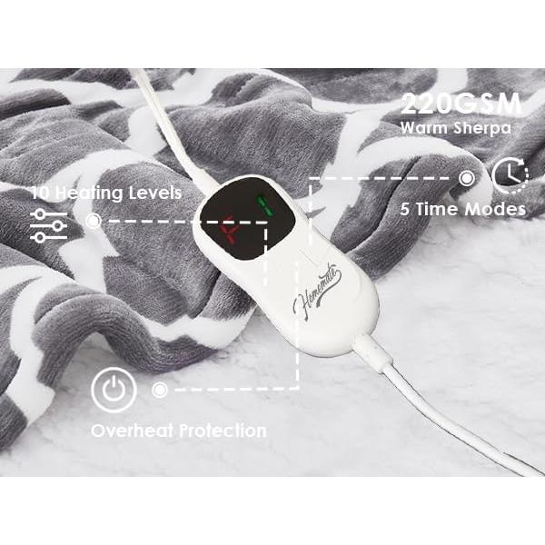 Manta Eléctrica Calentada Homemate 127x152 cm 10 Niveles Calor