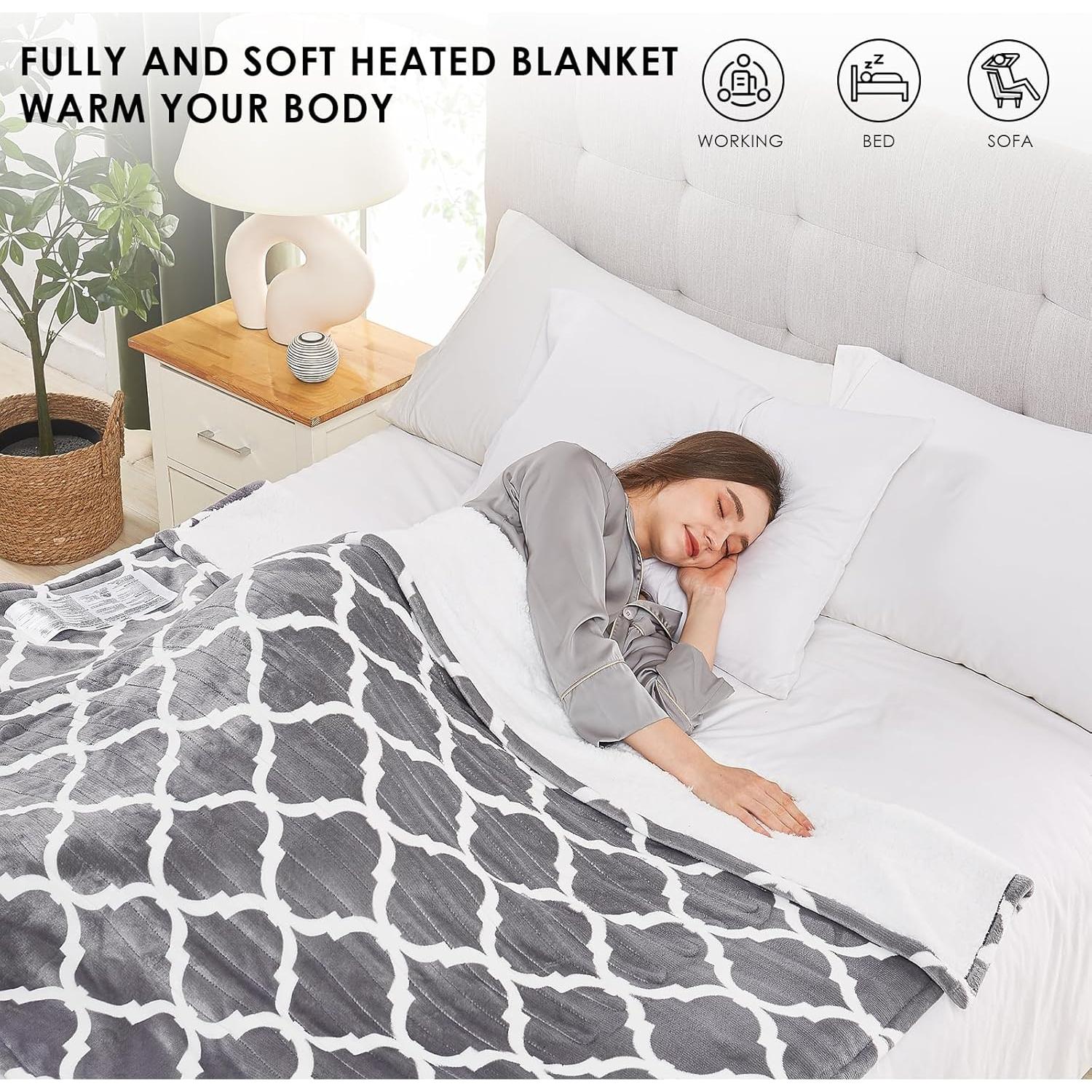 Manta Eléctrica Calentada Homemate 127x152 cm 10 Niveles Calor