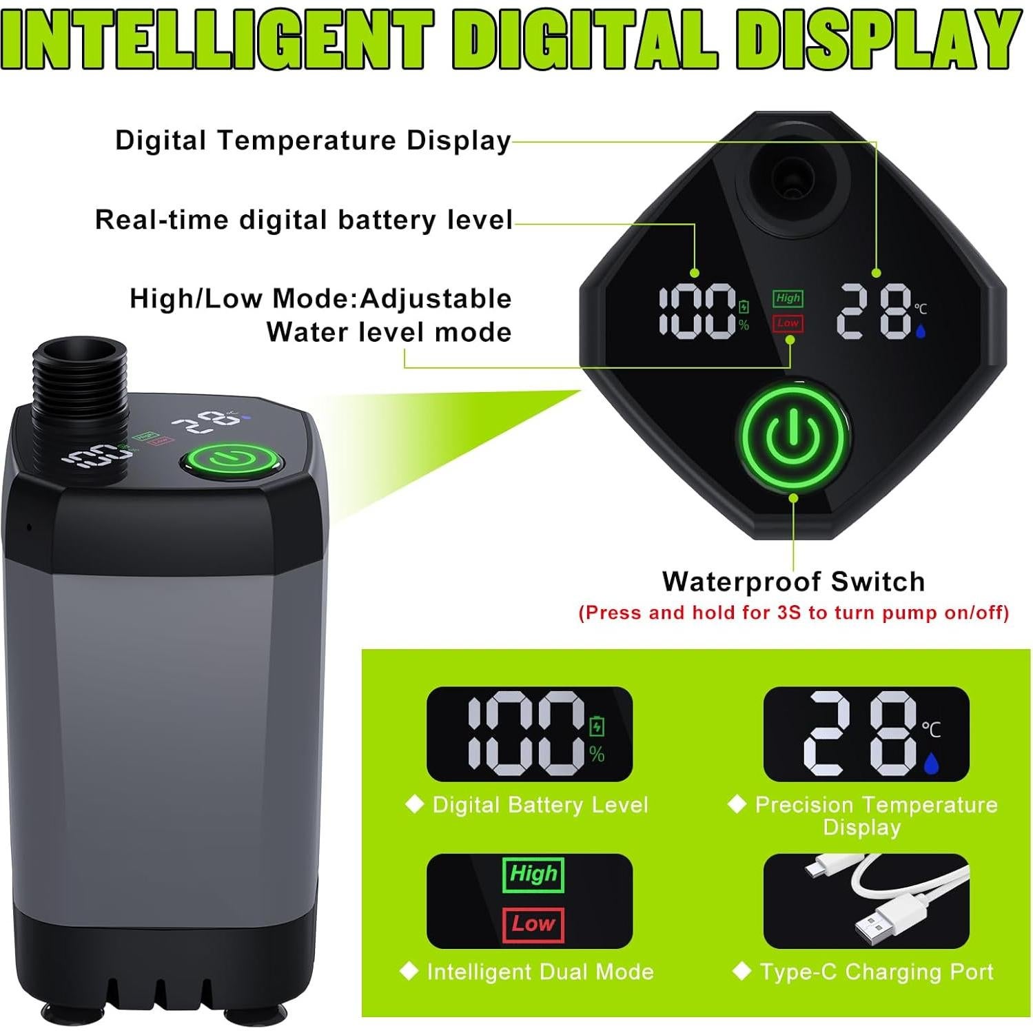 Ducha Portátil Spopal USBCS1 6000mAh 4 Modos Camping