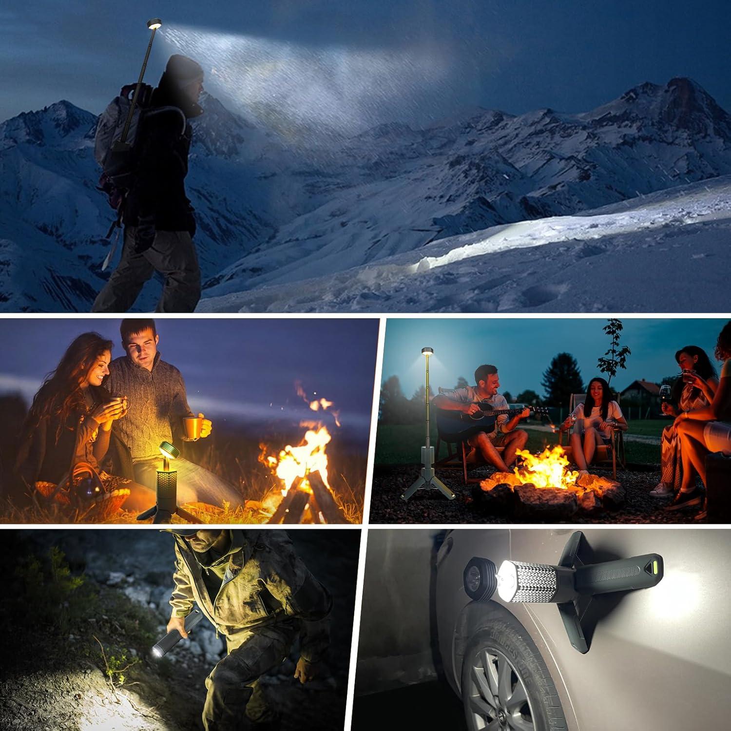 Linterna de Camping Qinzhuo Telescópica 10500mAh LED Gris