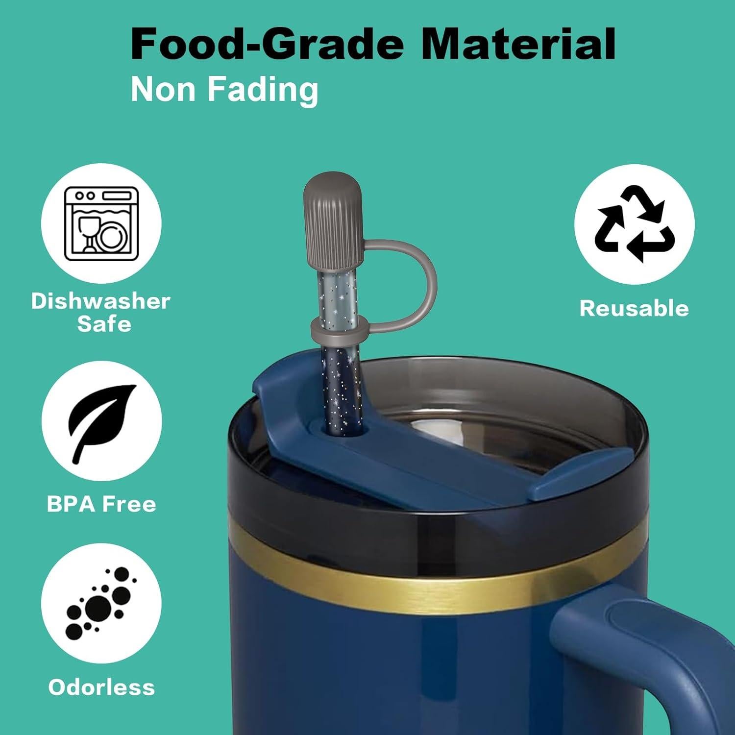 6 Pajitas Reutilizables Allwith con Tapa para Stanley Cup