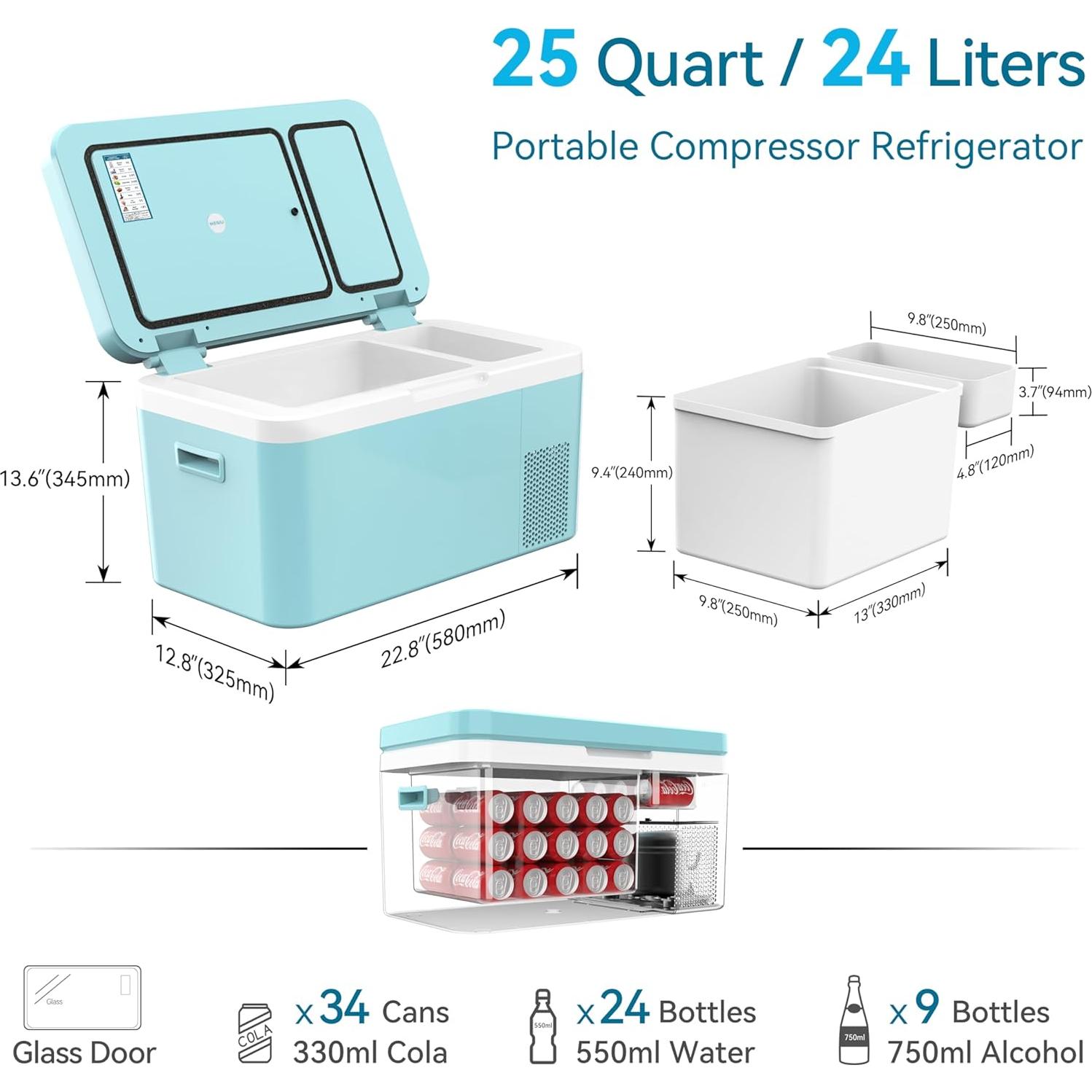 Refrigerador Portátil Megiu HC-24G2 24L Doble Zona 12V/24V