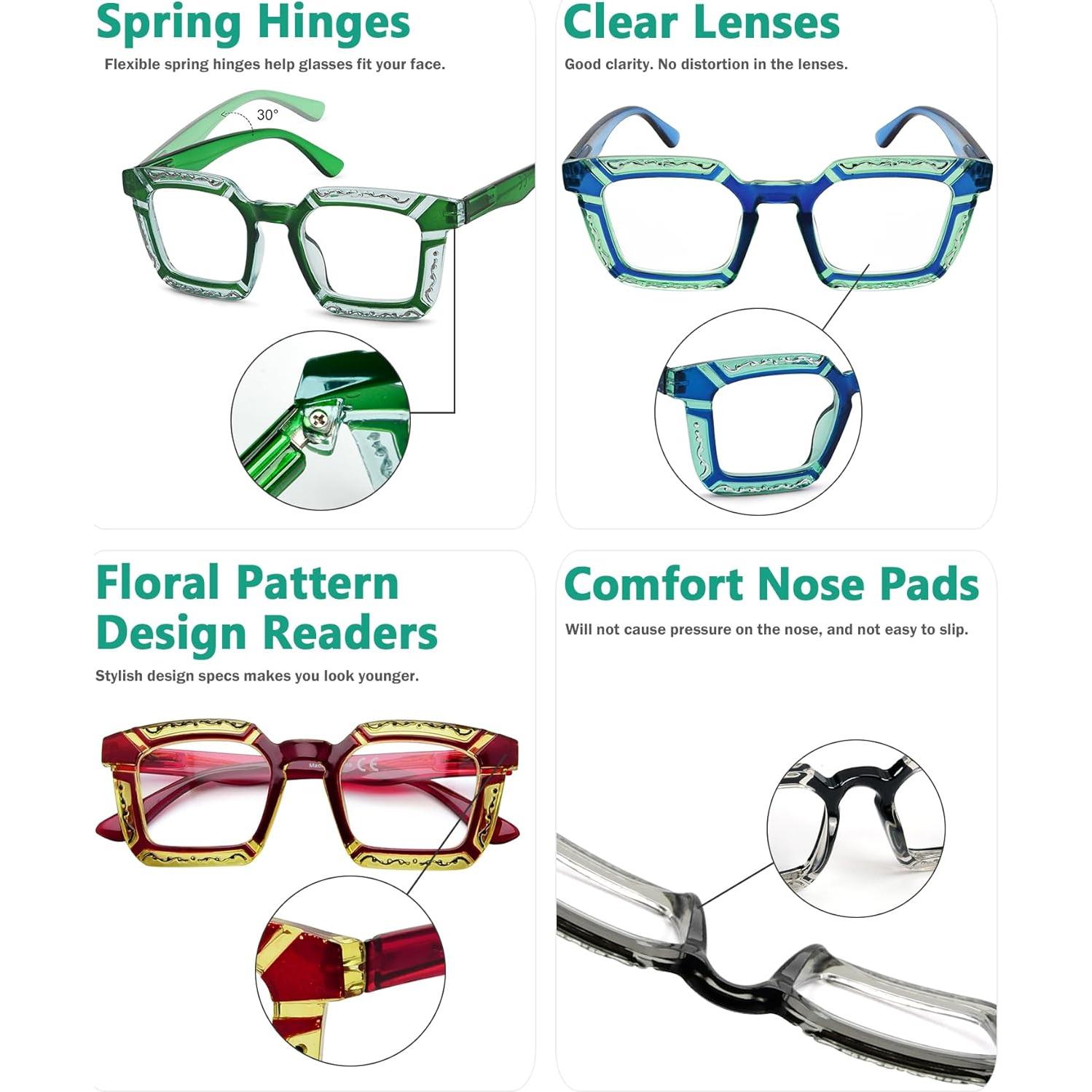 Gafas de Lectura Eyekepper 10 Paquetes Floral +2 Gafas de Sol