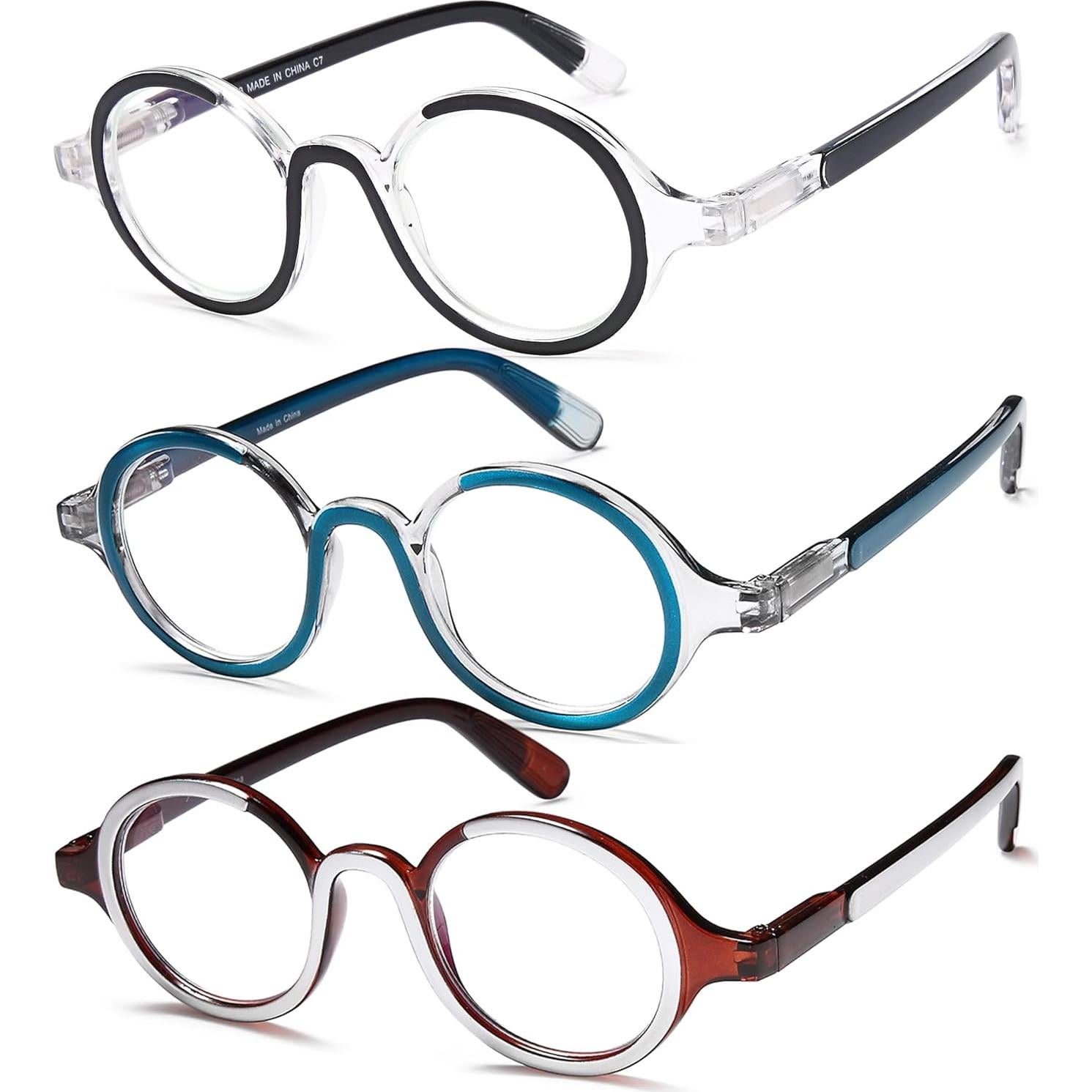 Gafas de lectura redondas YTDBNS con filtro luz azul 0.5x