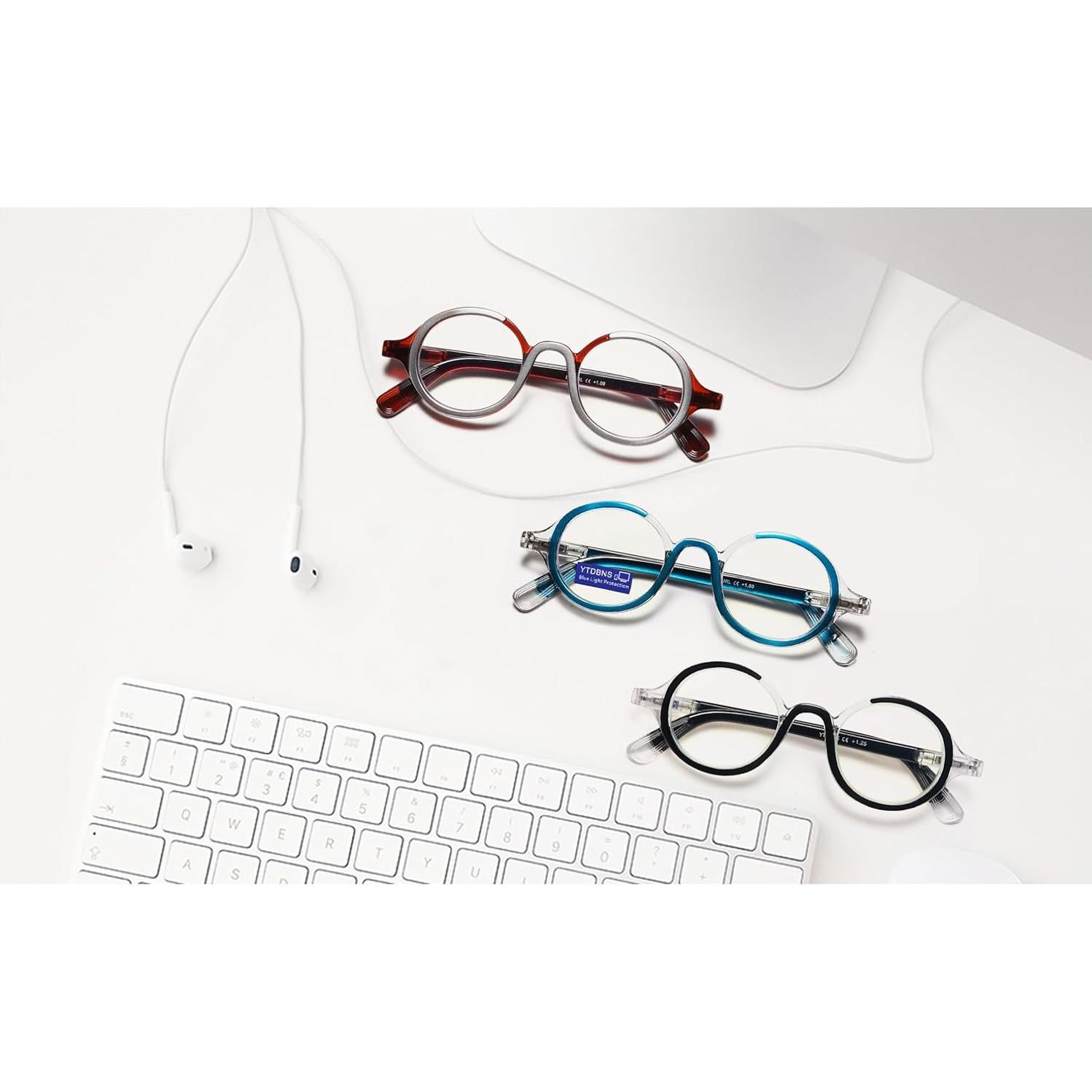 Gafas de lectura redondas YTDBNS con filtro luz azul 0.5x