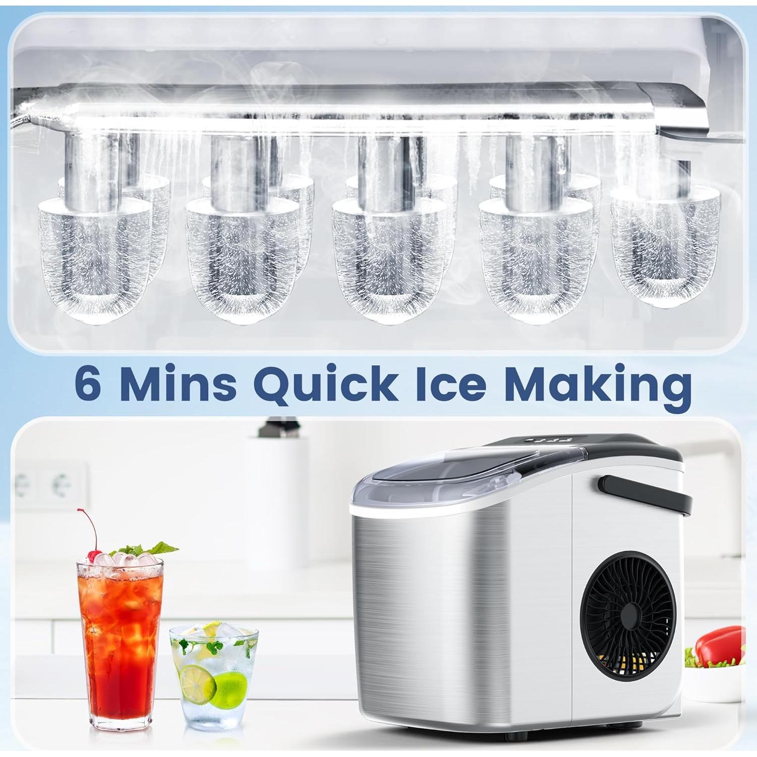 Fabricador de Hielo Electactic Plata 12 kg/día 9 Cubos en 6 Min