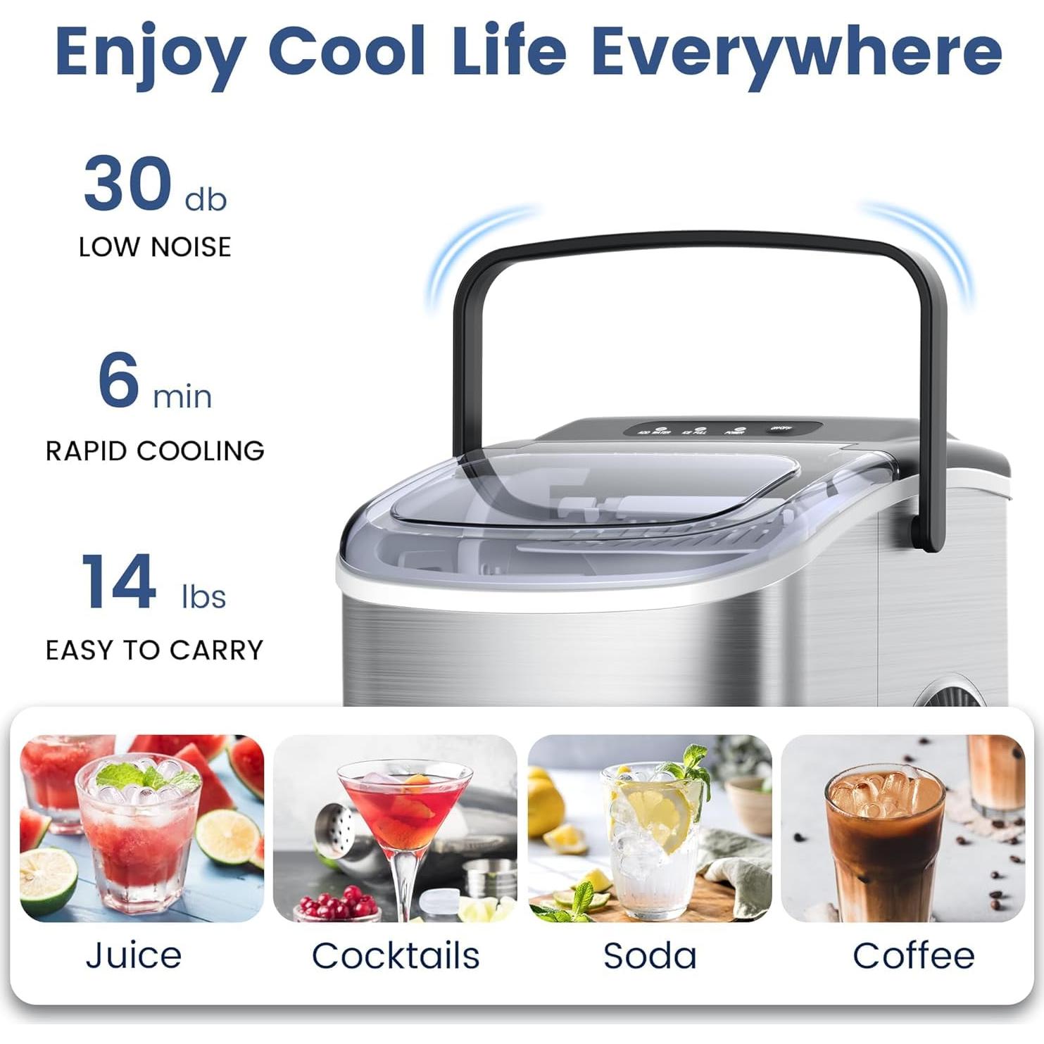 Fabricador de Hielo Electactic Plata 12 kg/día 9 Cubos en 6 Min