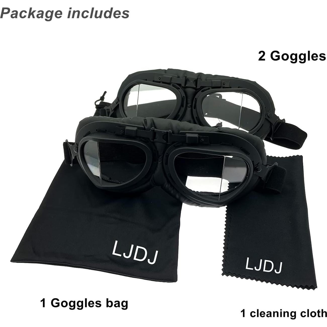 Gafas de Motocicleta Vintage LJDJ - 2 Paquetes Unisex