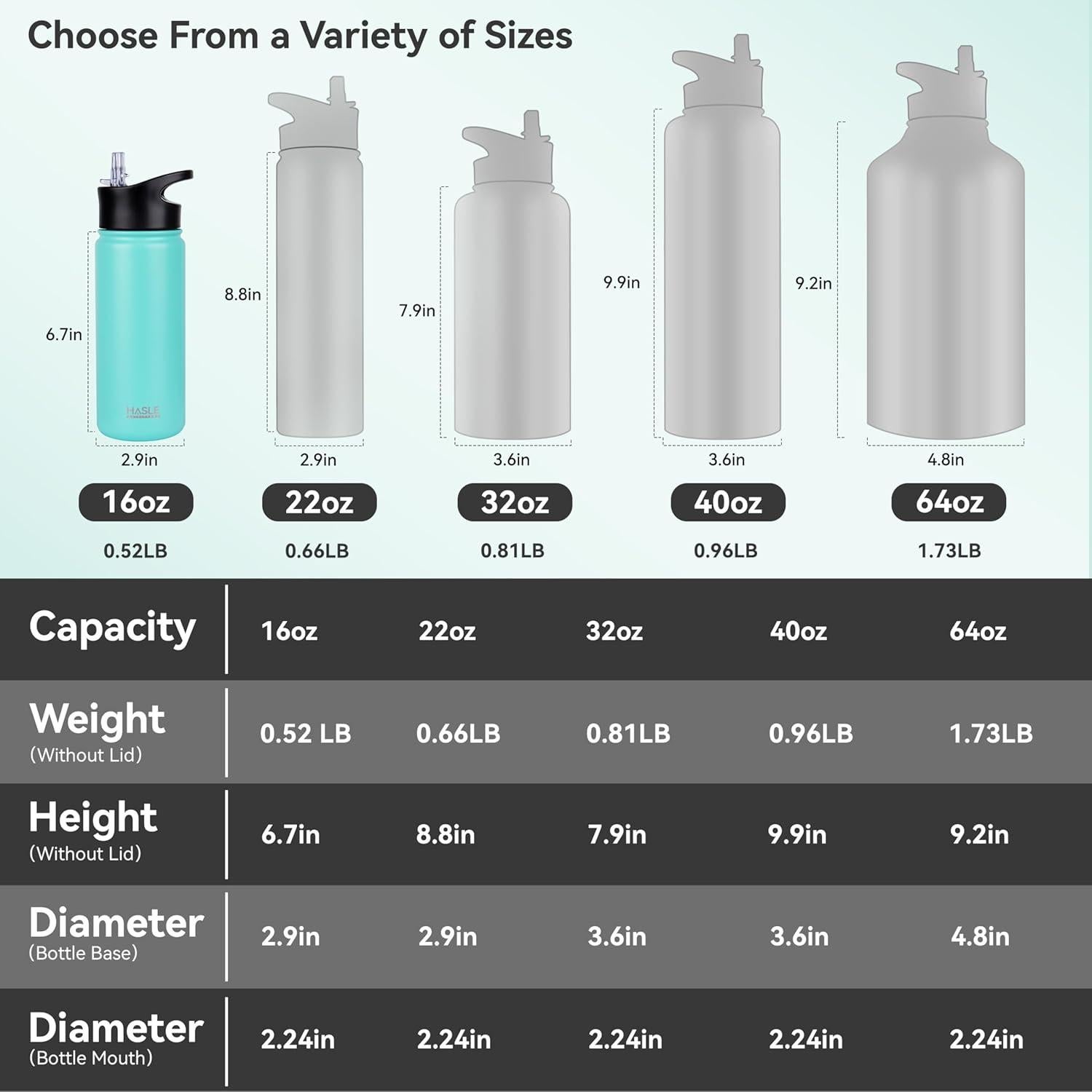 Botella de Agua HASLE OUTFITTERS 473 ml Doble Pared Verde Menta