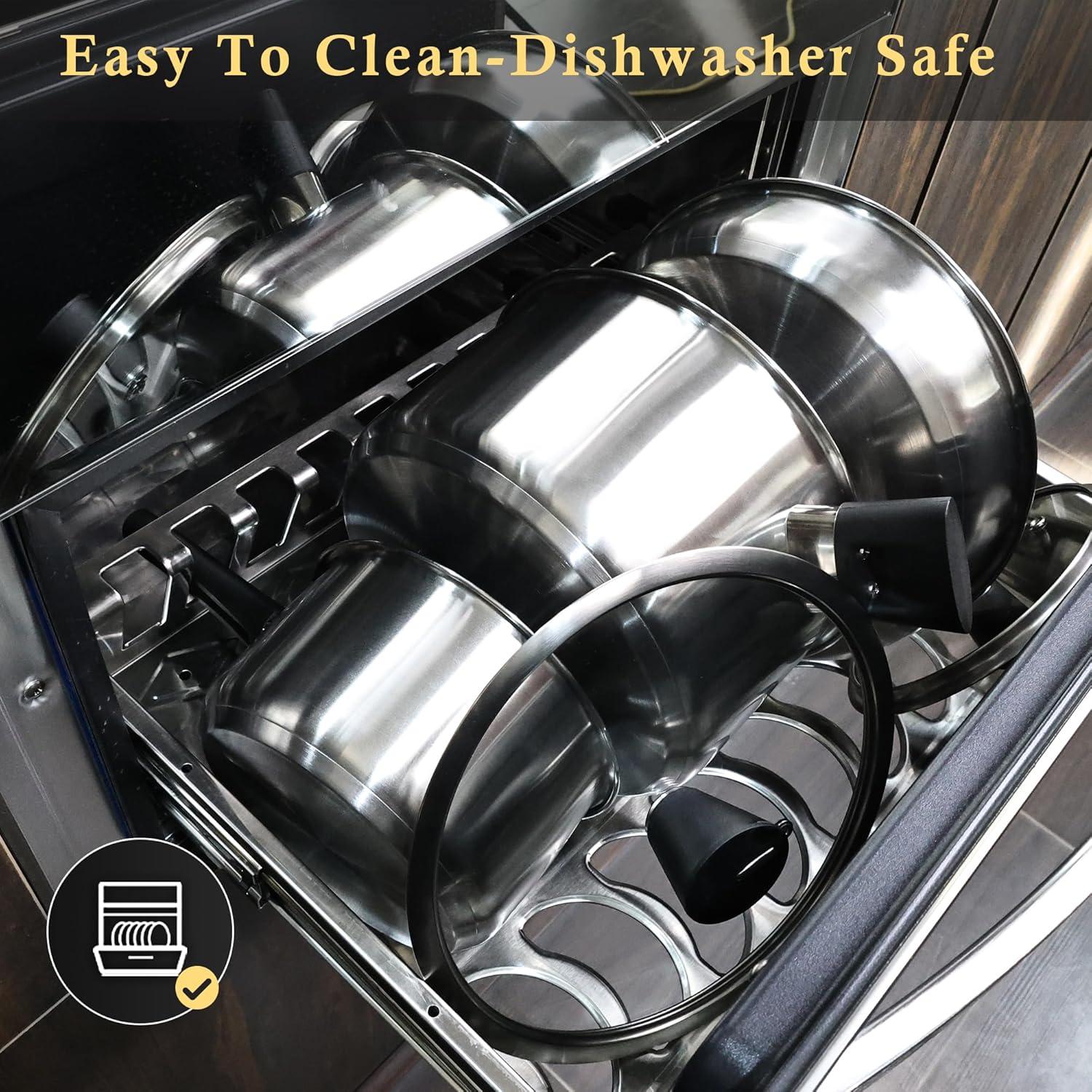 Juego de Ollas y Sartenes Meythway Acero Inoxidable 6 Piezas