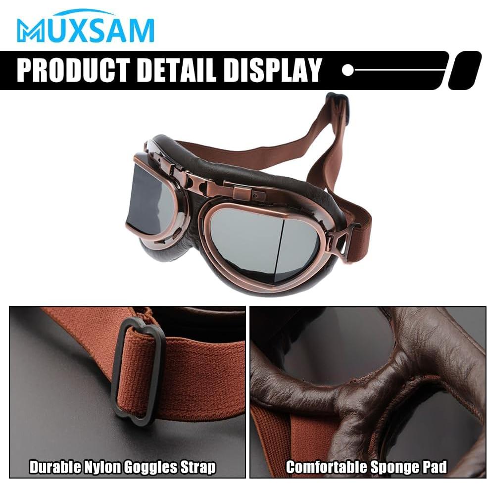 Gafas de Motocicleta MUXSAM Vintage a Prueba de Viento
