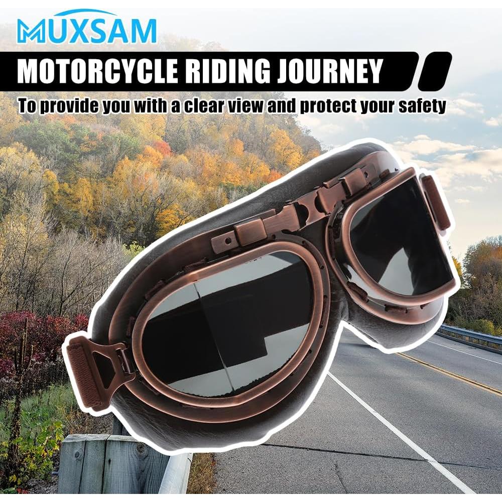 Gafas de Motocicleta MUXSAM Vintage a Prueba de Viento