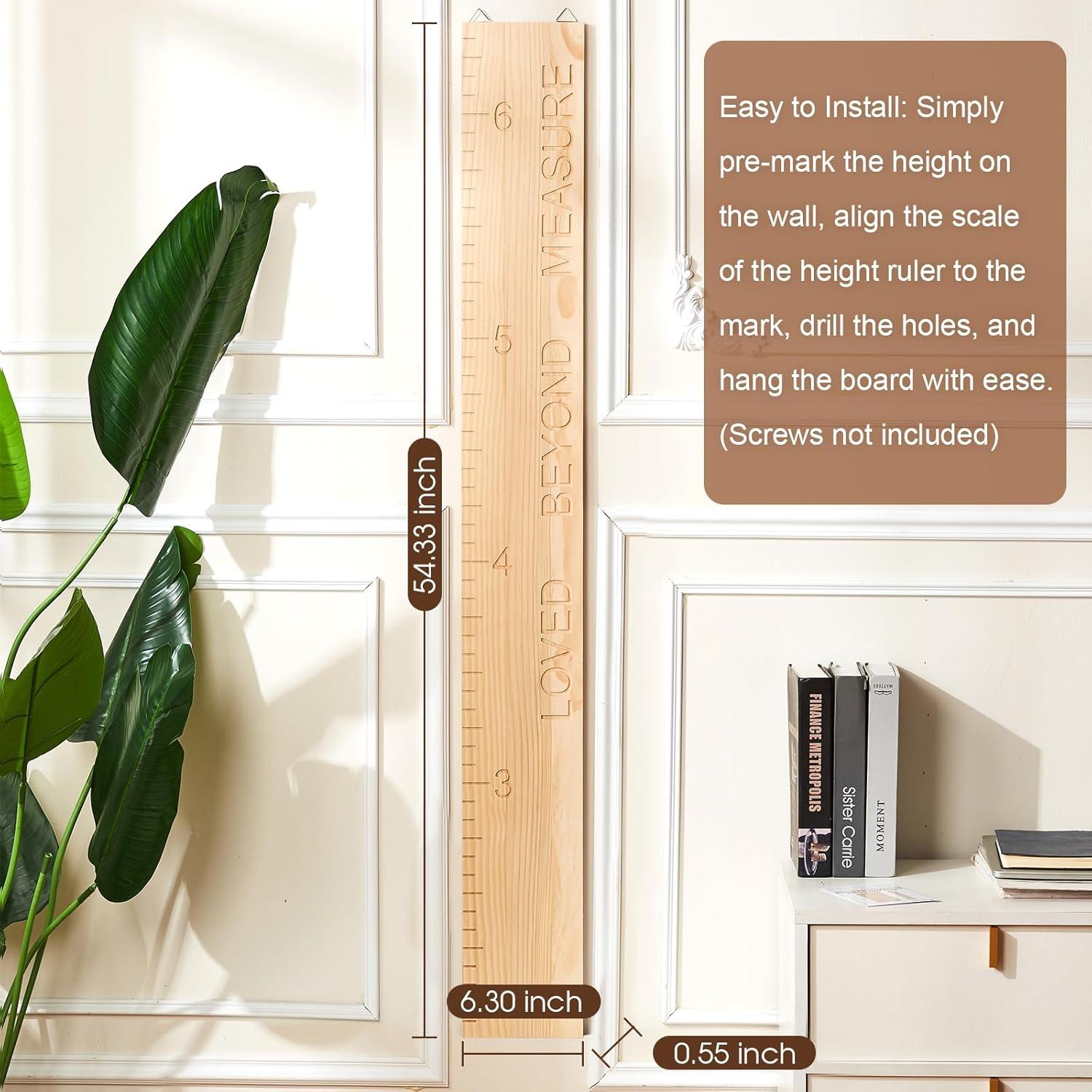 Tabla de Altura de Madera Sólida para Niños - Decoración de Pared