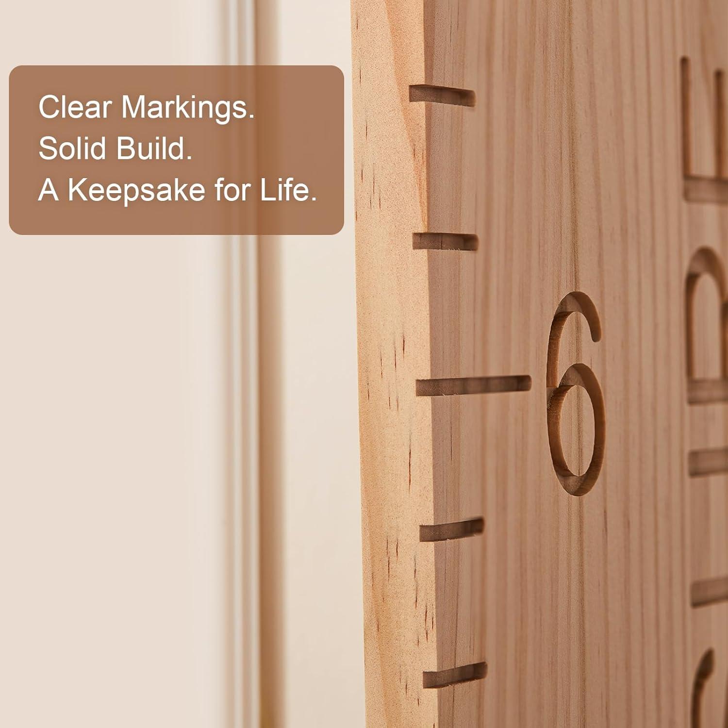Tabla de Altura de Madera Sólida para Niños - Decoración de Pared