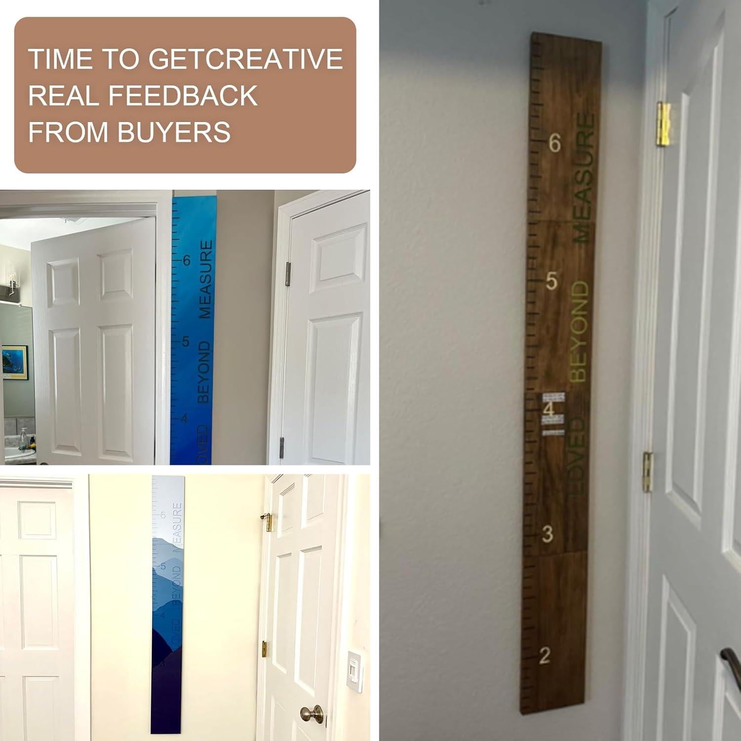 Tabla de Altura de Madera Sólida para Niños - Decoración de Pared