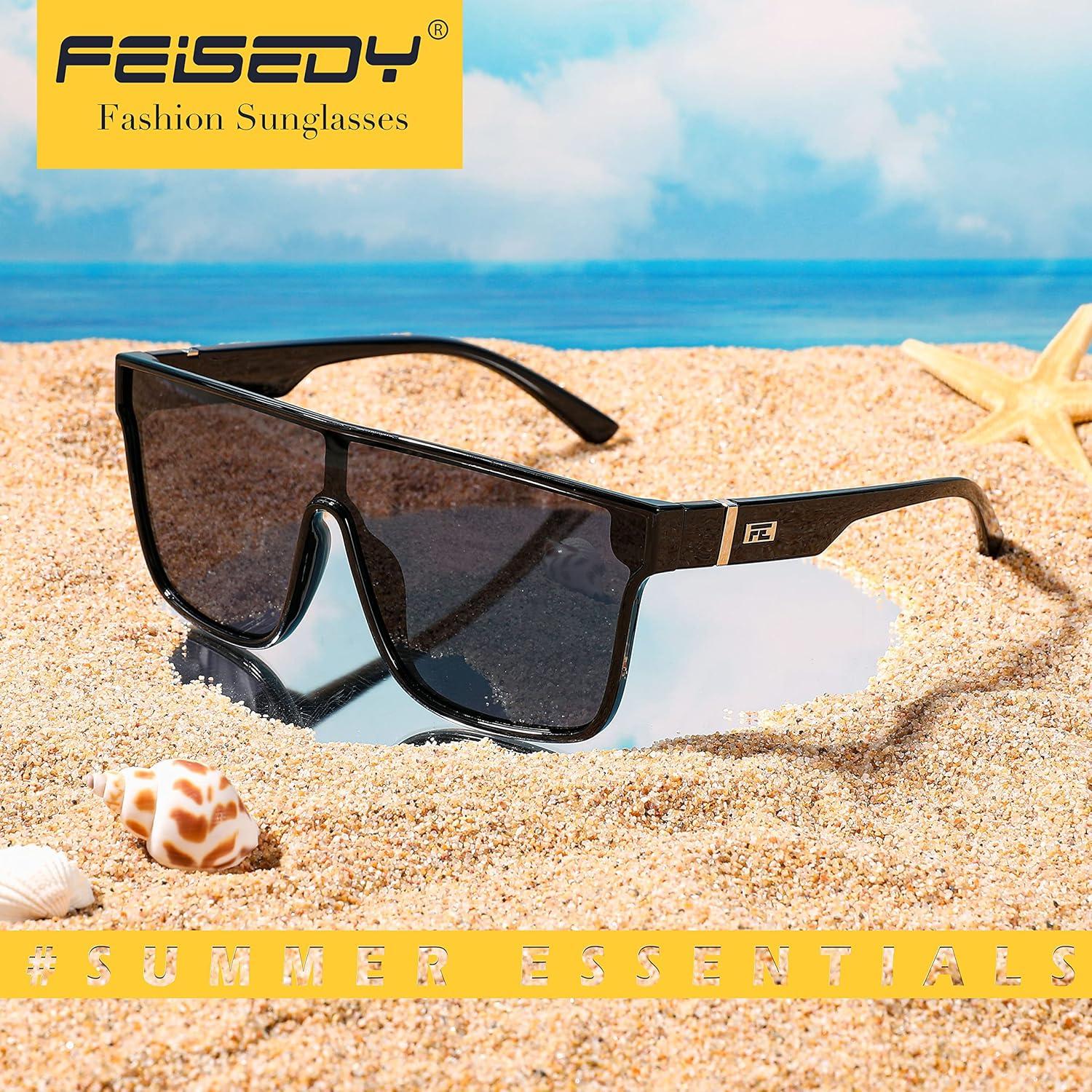Gafas de sol FEISEDY UV400 unisex, lentes espejados 62mm