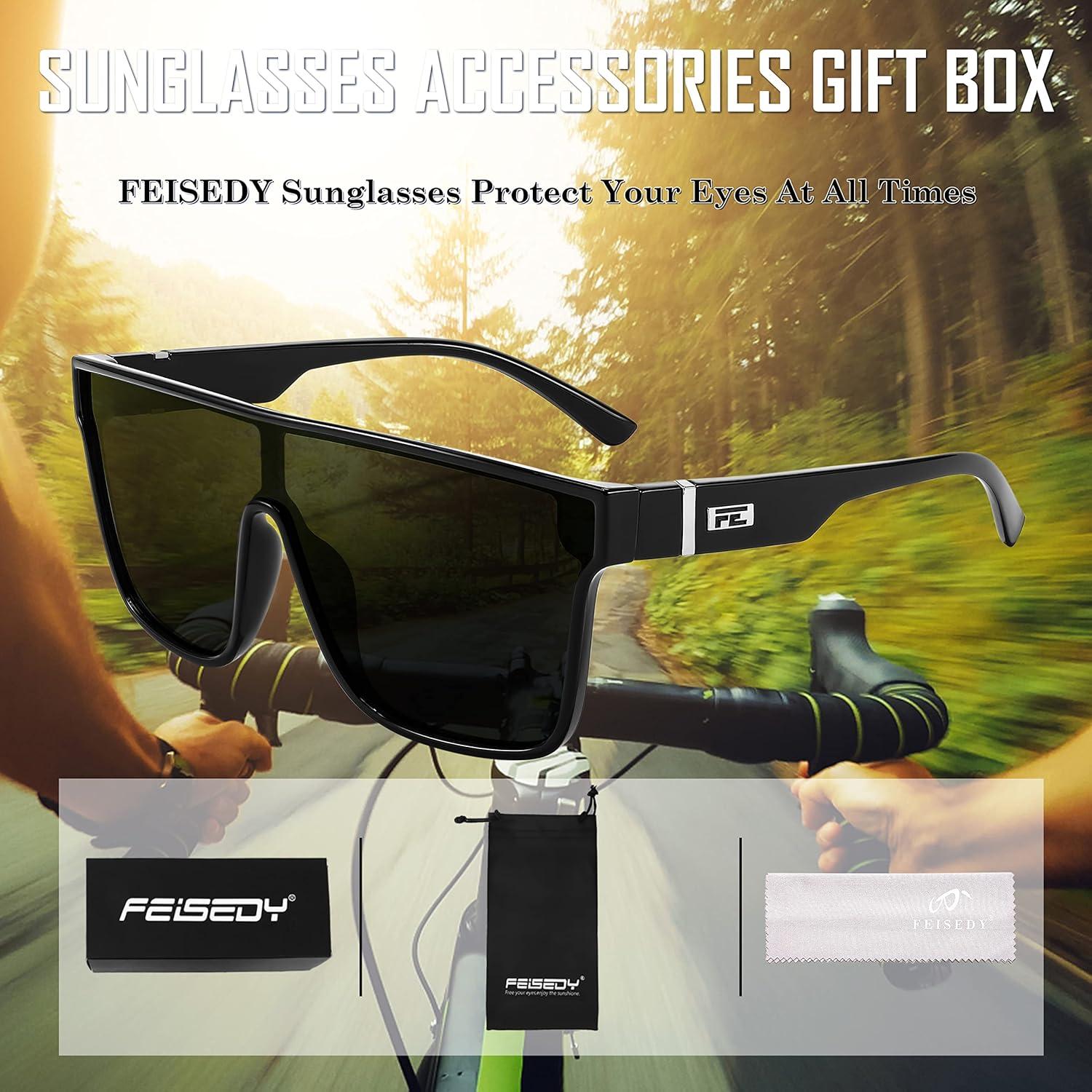 Gafas de sol FEISEDY UV400 unisex, lentes espejados 62mm