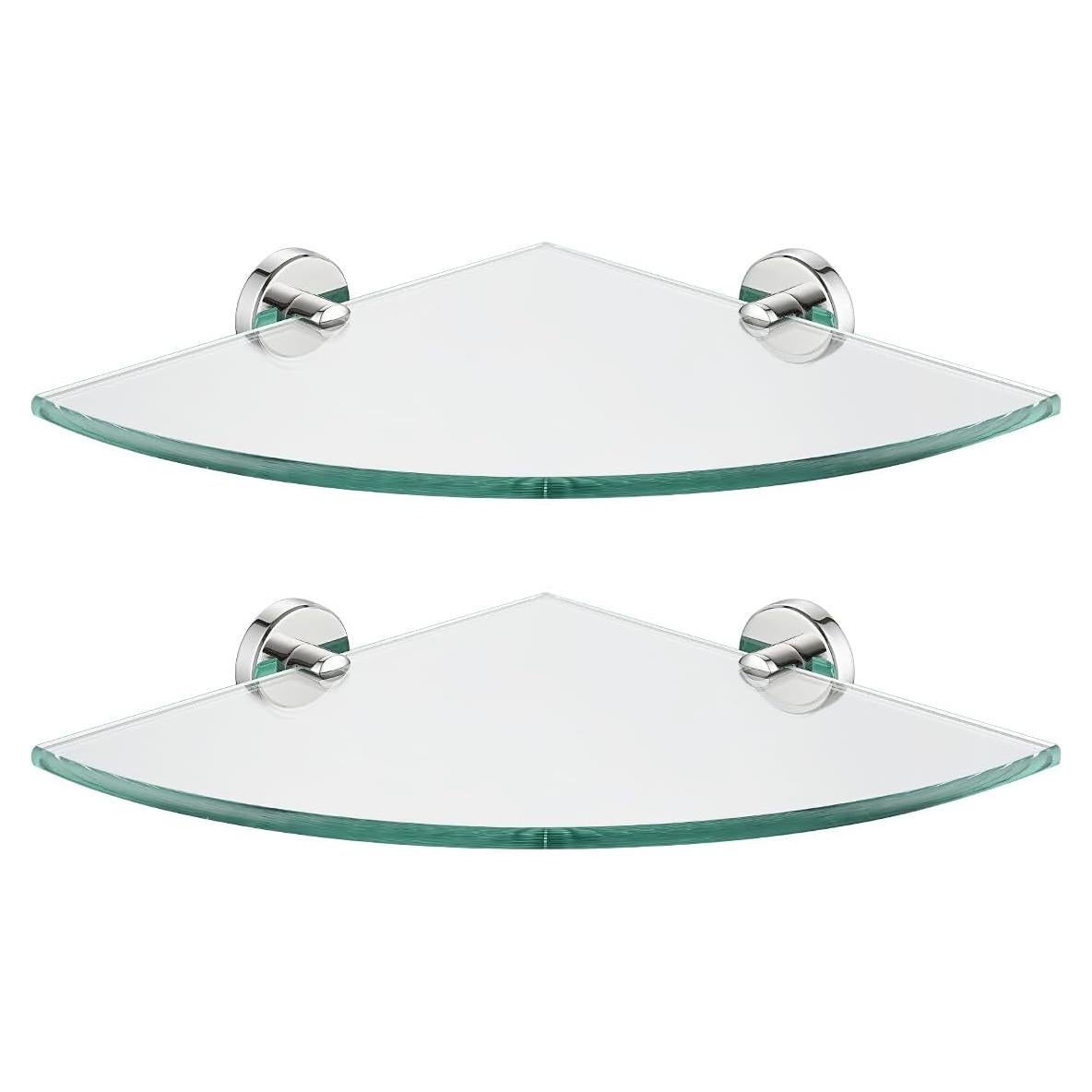 Estante de vidrio triangular JQK 34x34 cm cromo pulido 2 unidades