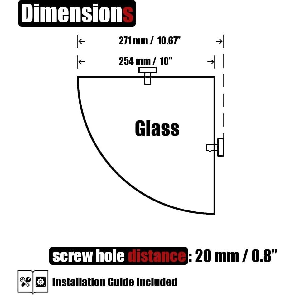 Estante de vidrio triangular JQK 34x34 cm cromo pulido 2 unidades