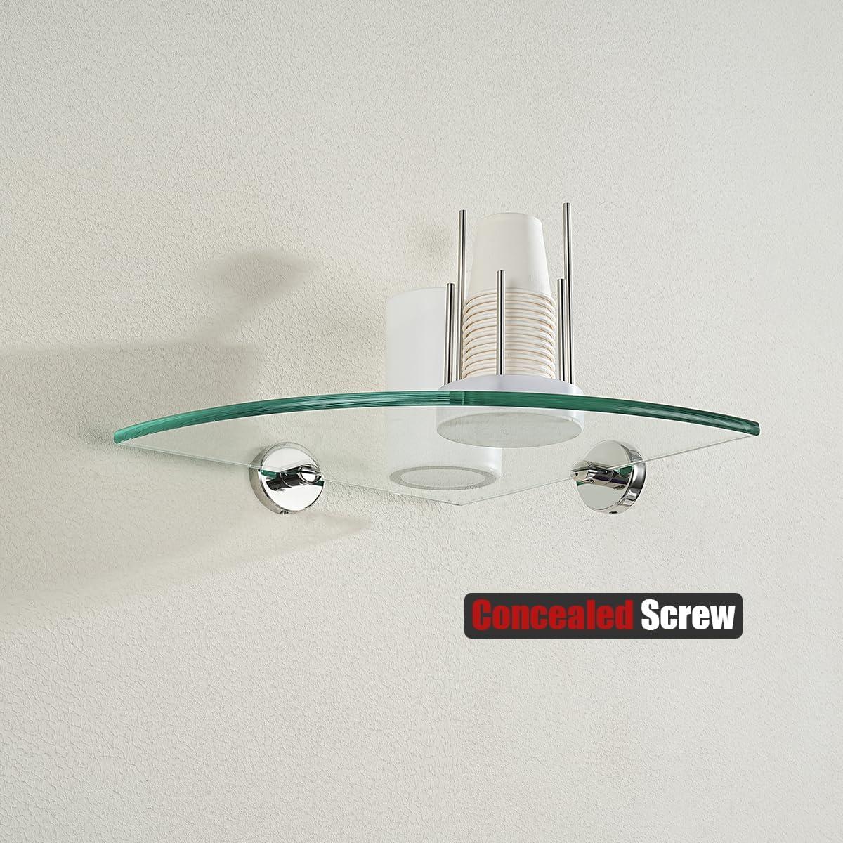 Estante de vidrio triangular JQK 34x34 cm cromo pulido 2 unidades