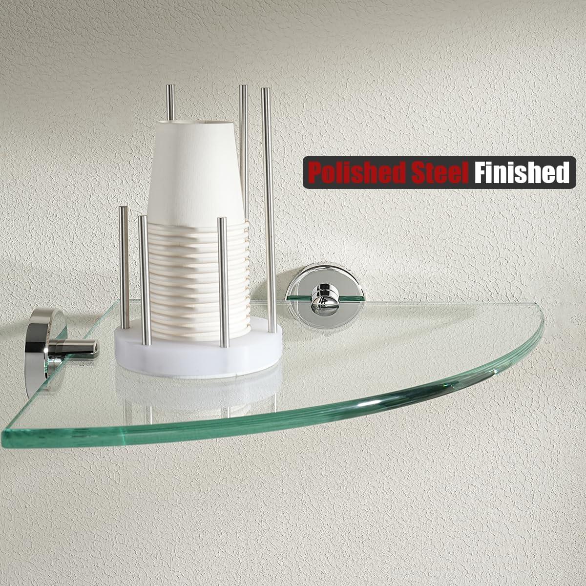 Estante de vidrio triangular JQK 34x34 cm cromo pulido 2 unidades